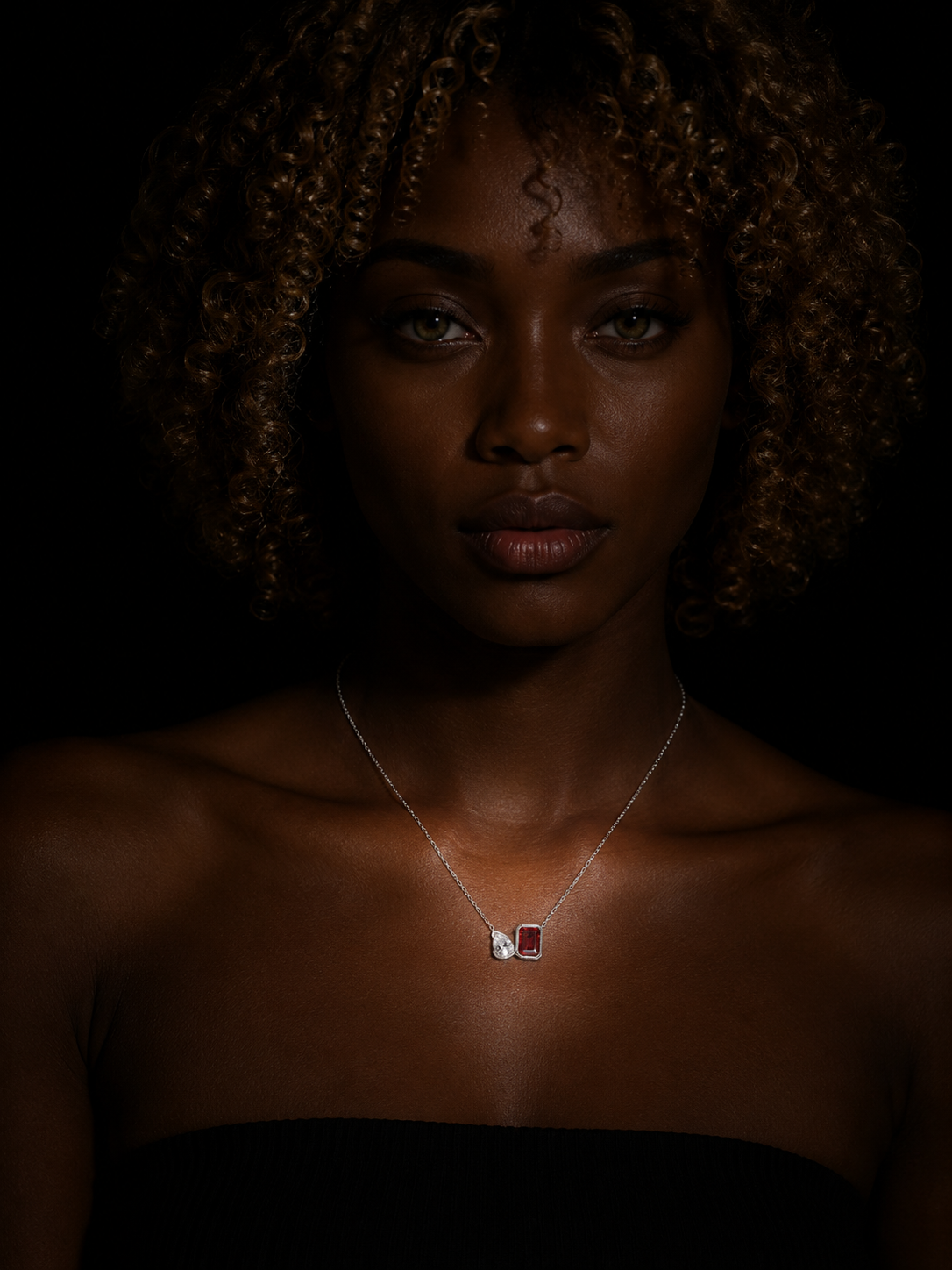 Two-Stone Garnet Sterling Silver Necklace