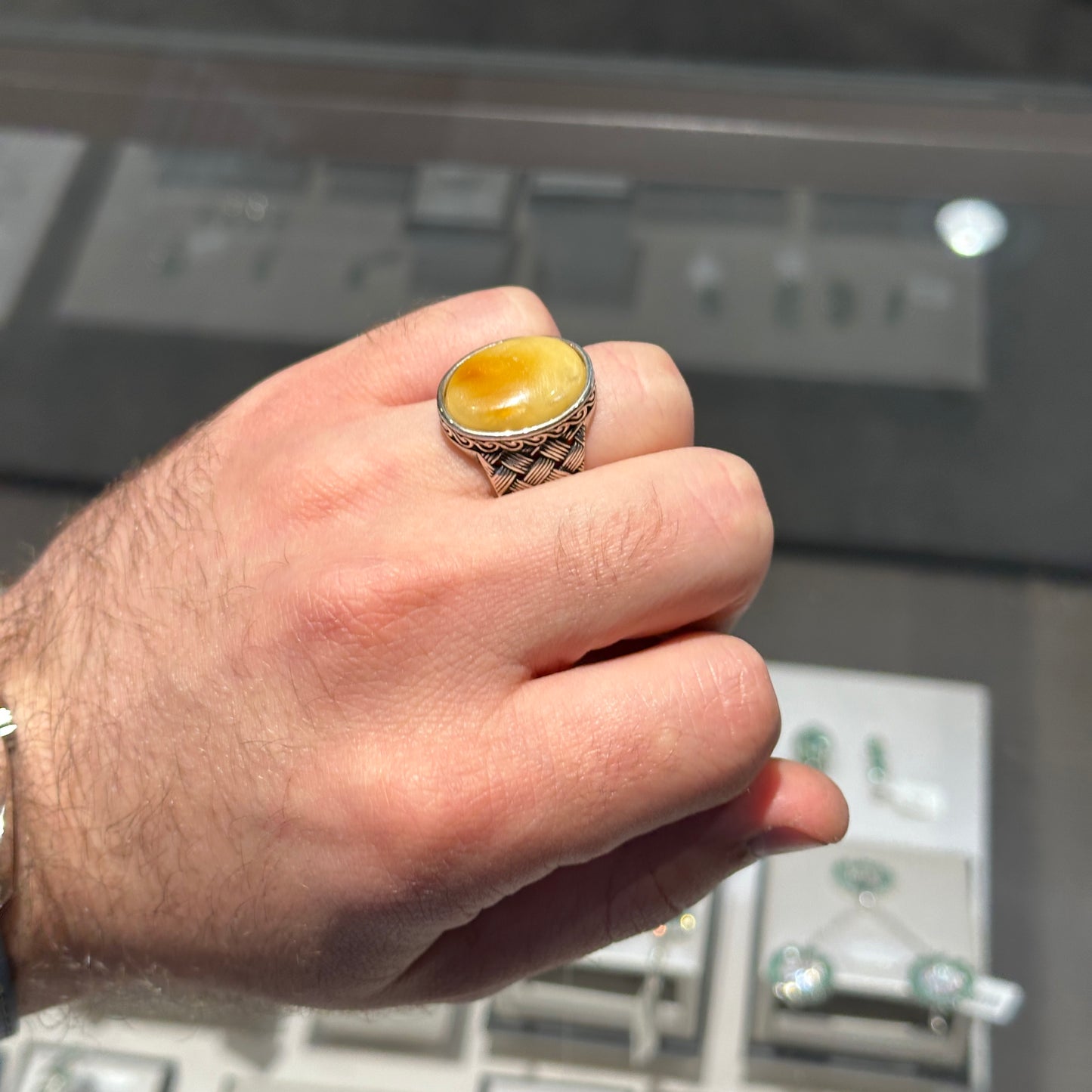 Yellow Agate men ring