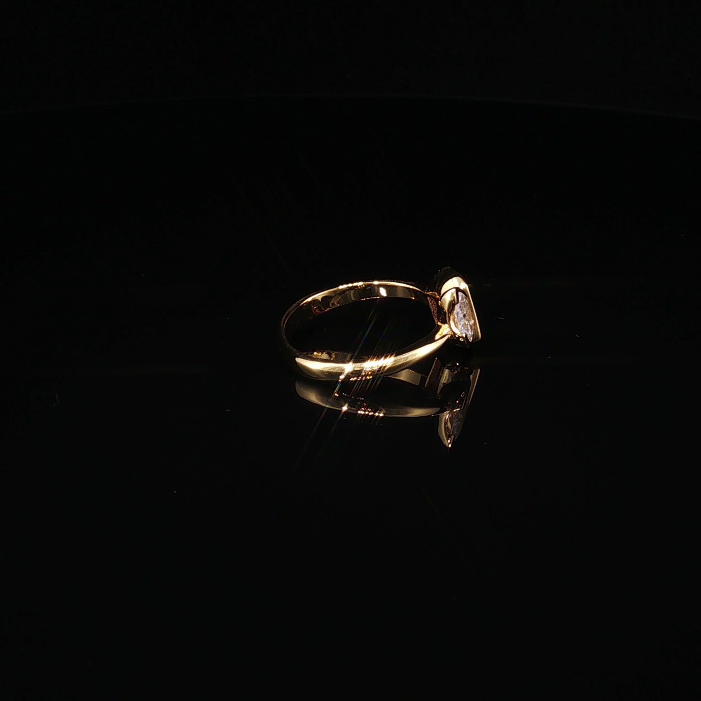 Emerald-Cut Garnet and Pear Zirconium Bypass Ring in Yellow Gold Luxe Premium Sterling Silver