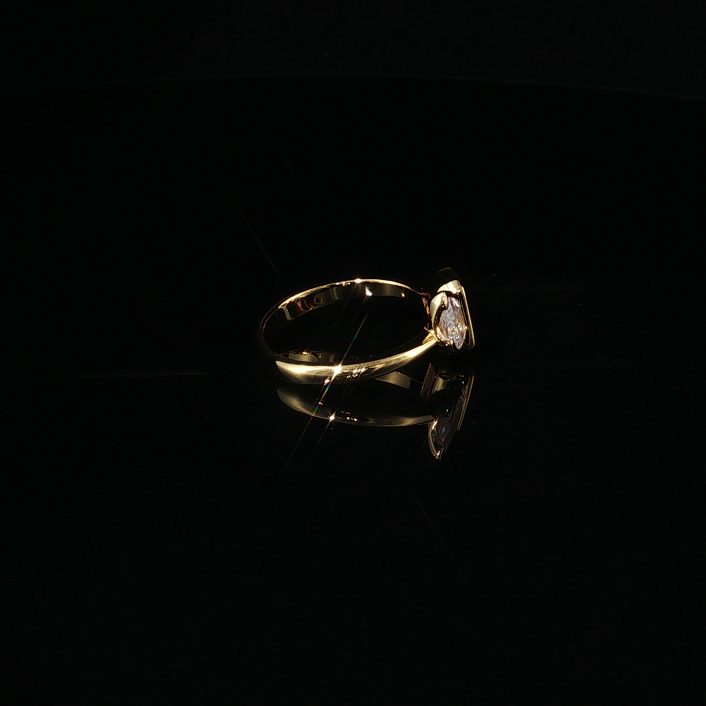 Yellow Gold Plated Premium Sterling Silver Toi et Moi Bypass Ring with Emerald-Cut Tourmaline and Pear Zirconium