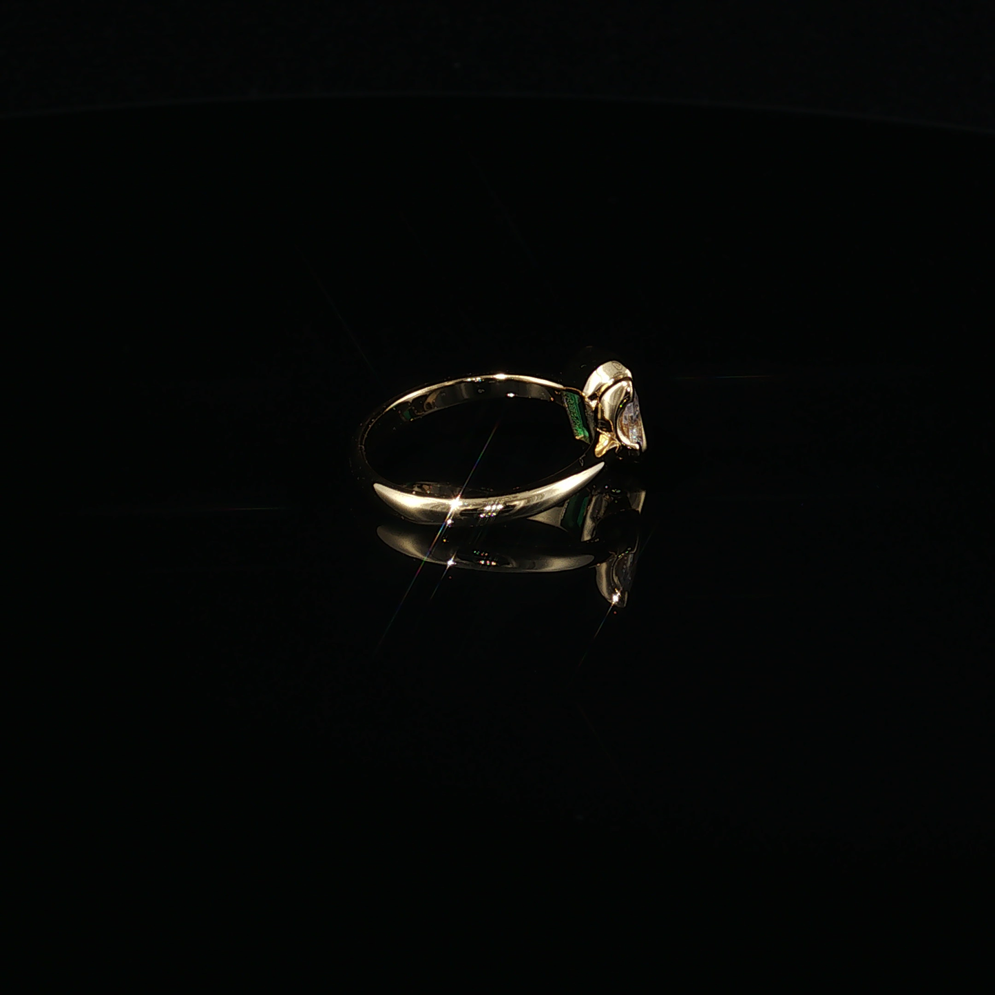 Toi et Moi Sterling Silver 925 with a Luxe Gold Finish Pear Zirconium and Emerald Ring