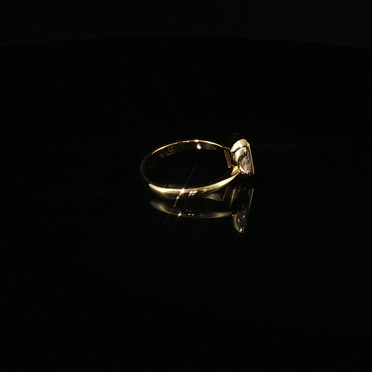 Yellow Gold Luxe Premium Sterling Silver Toi et Moi Pear Zirconium and Emerald-Cut Precision Engineered Alexandrite Bezel Ring