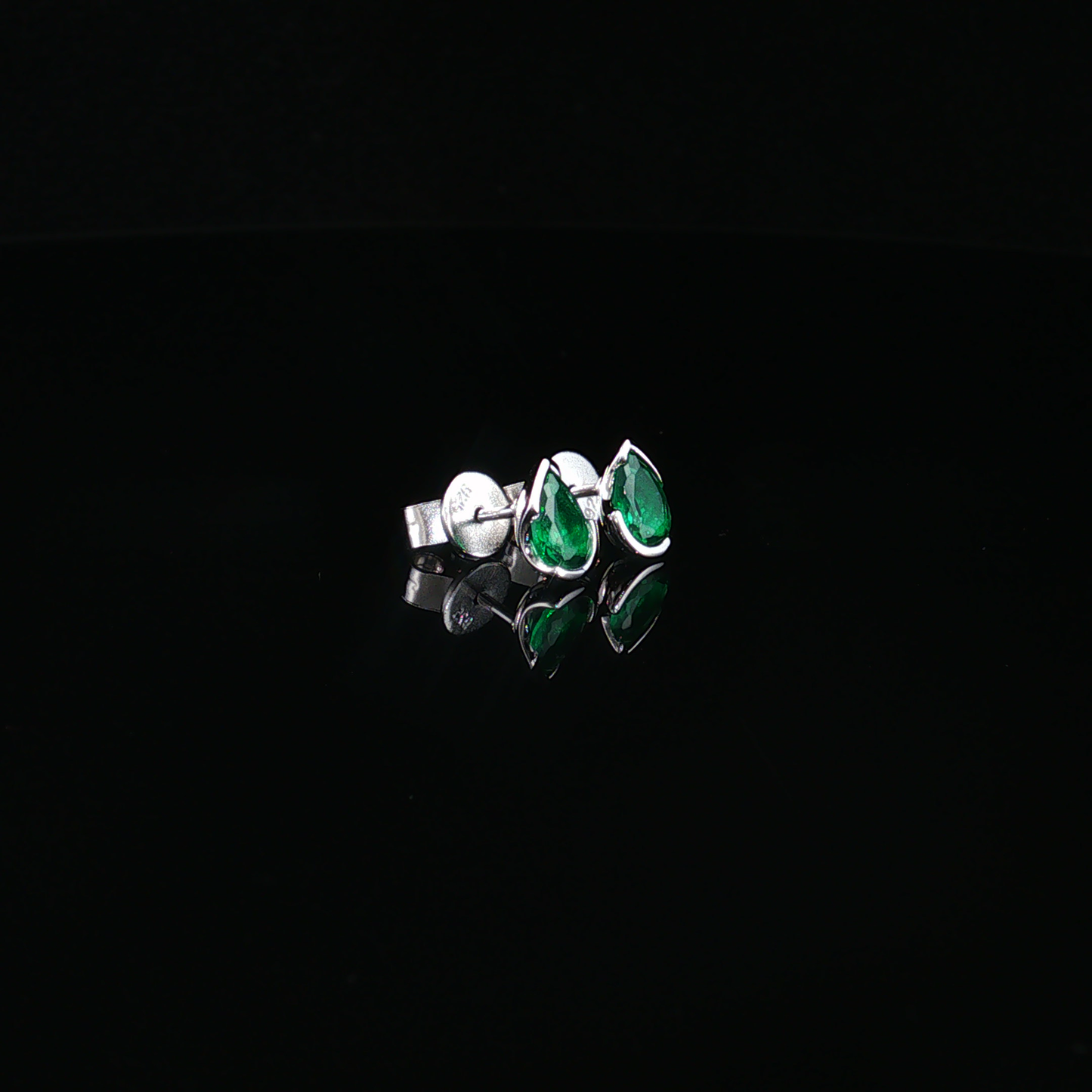 Pear-Cut Emerald Stud Earrings in Premium sterling silver