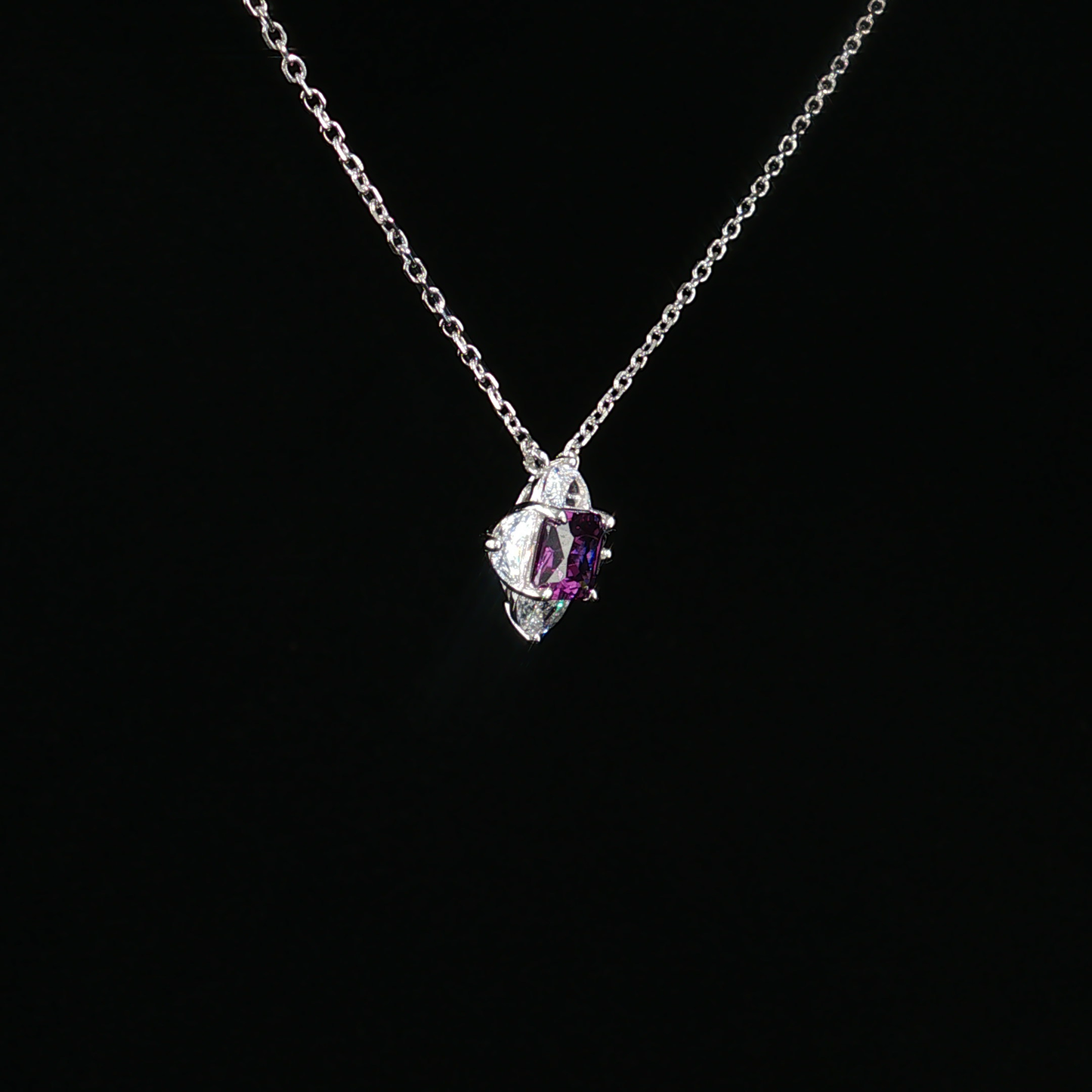 Amethyst Floral Pendant Necklace in Sterling Silver