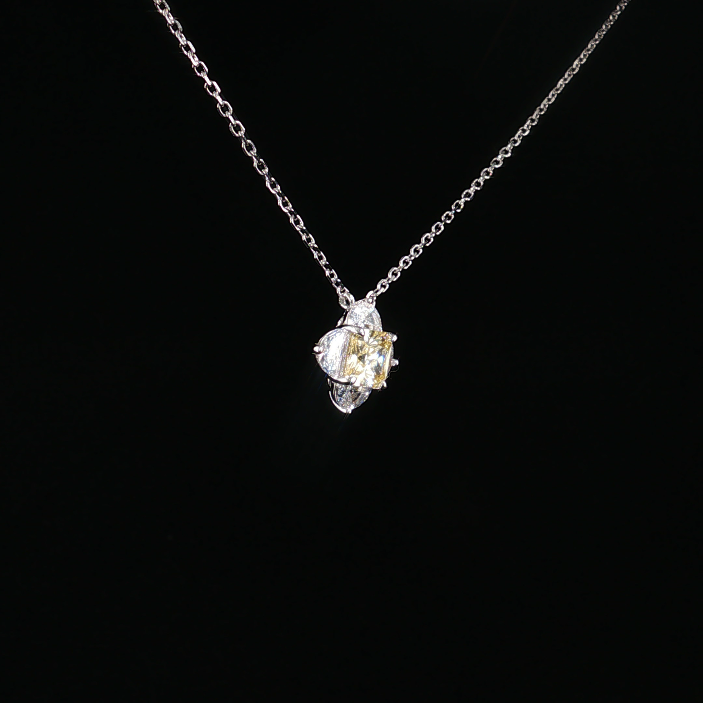 Yellow Topaz Quatrefoil Sterling Silver Pendant Necklace