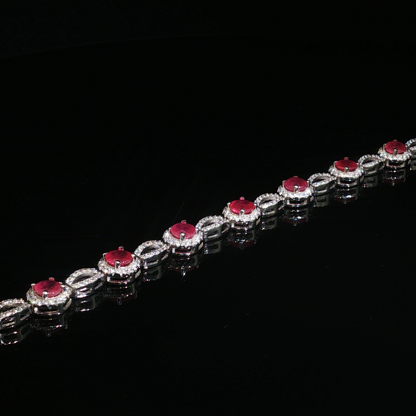 Ruby Gemstones Bracelet In Premium Sterling Silver