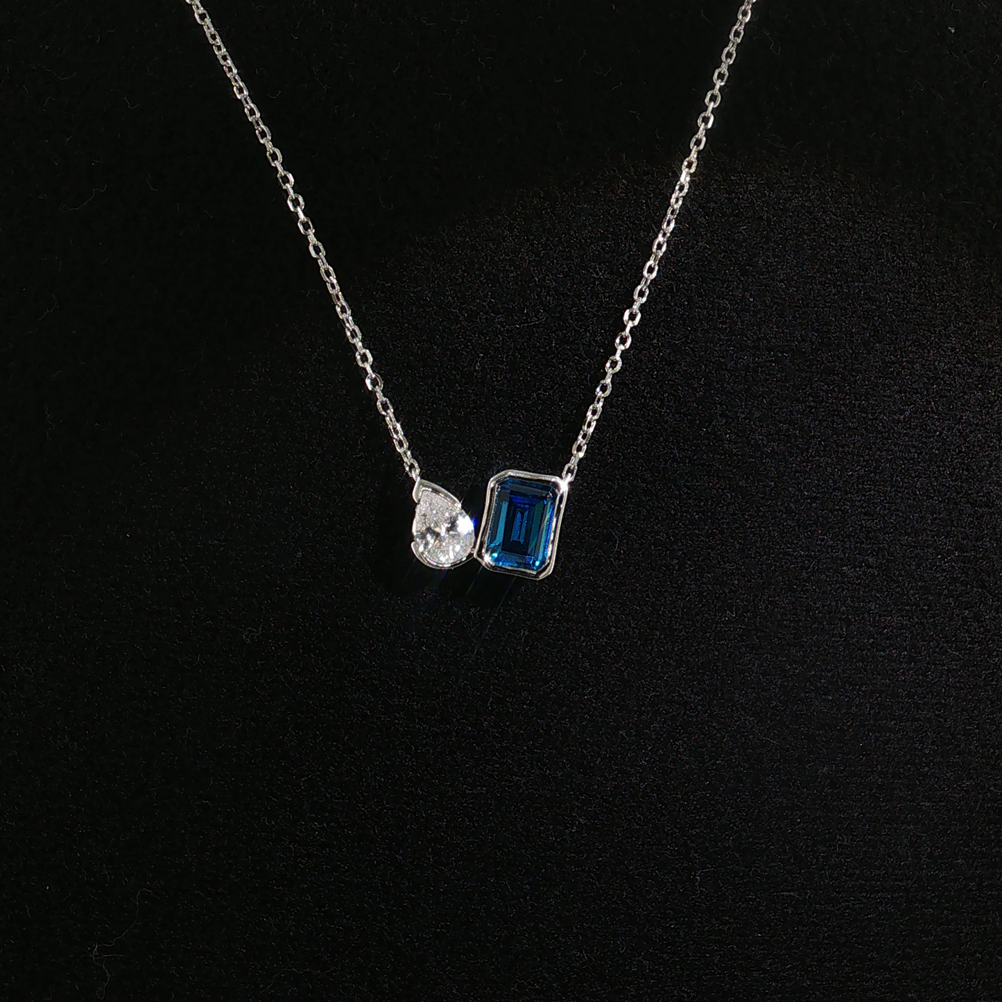 Blue topaz Two-Stone Necklace in Sterling Silver
