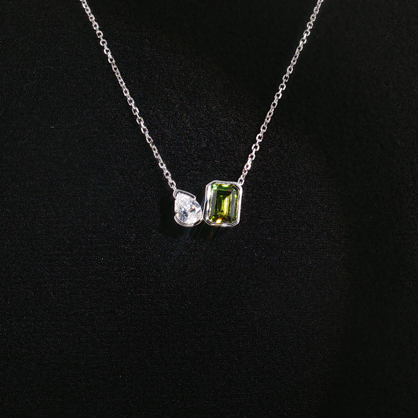 Sterling silver two-Stone Peridot Charm Necklace