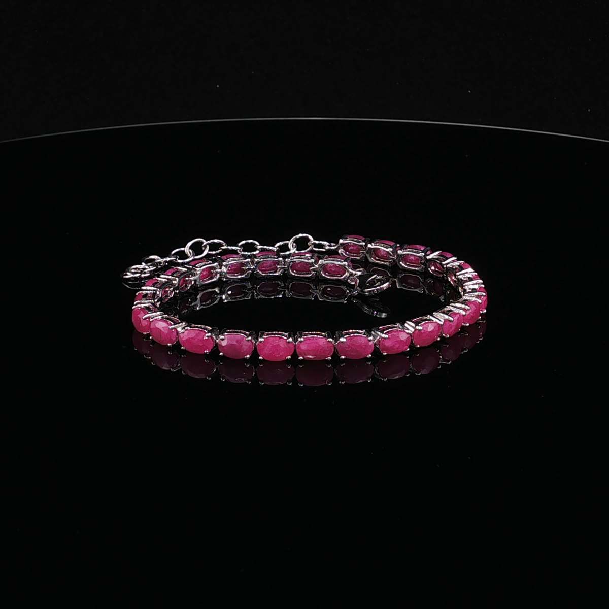Purplish Red Ruby Tennis Bracelet in Sterling Silver 925