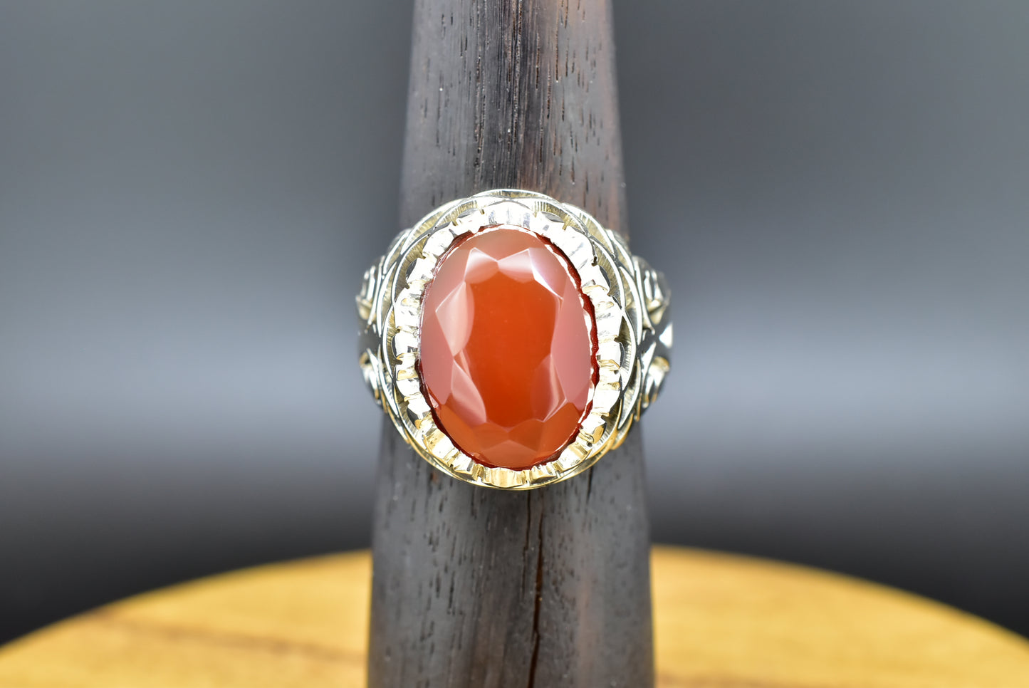 Yemen agate silver ring