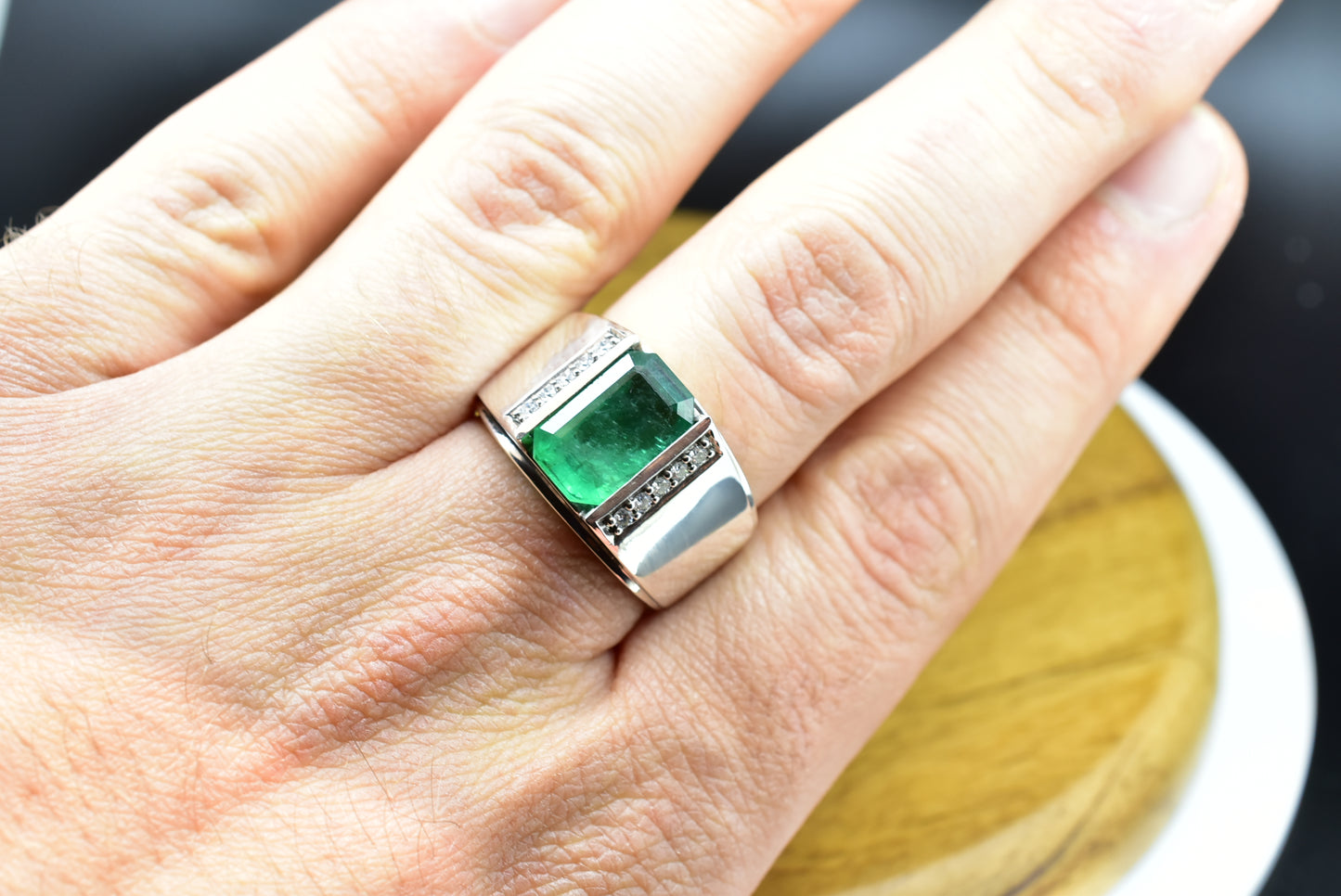 Emerald & Diamond Men Ring