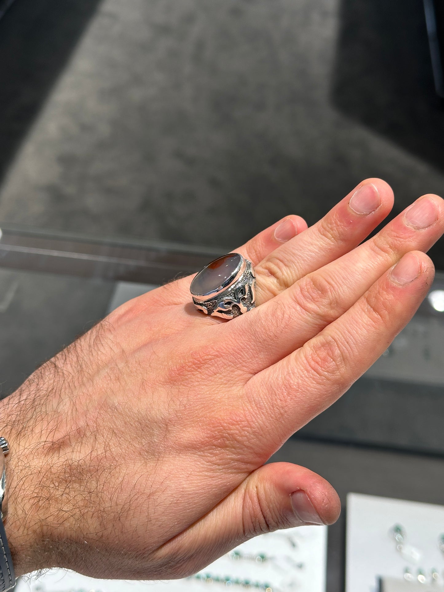 Yemen agate silver ring