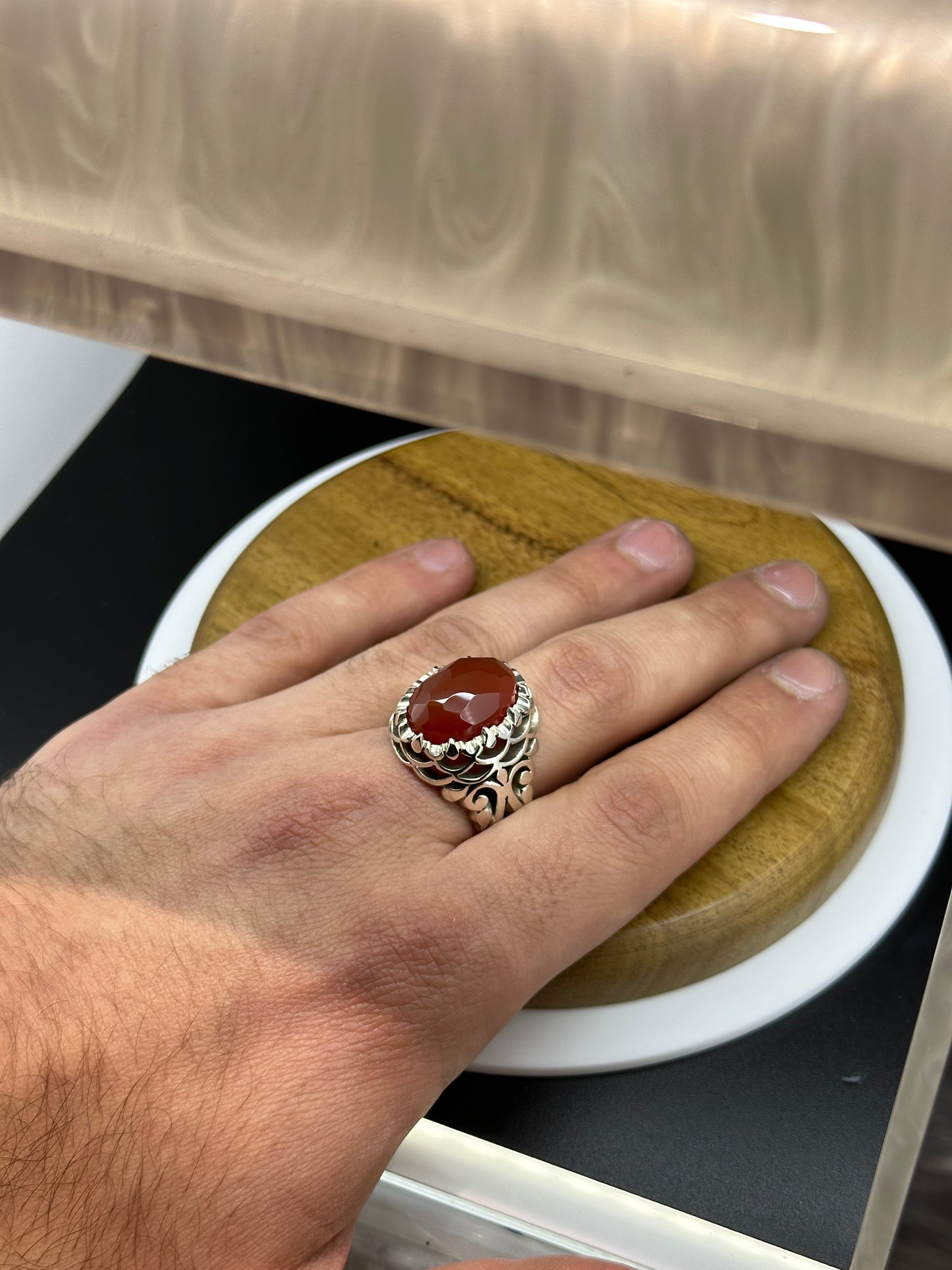 Yemen agate silver ring