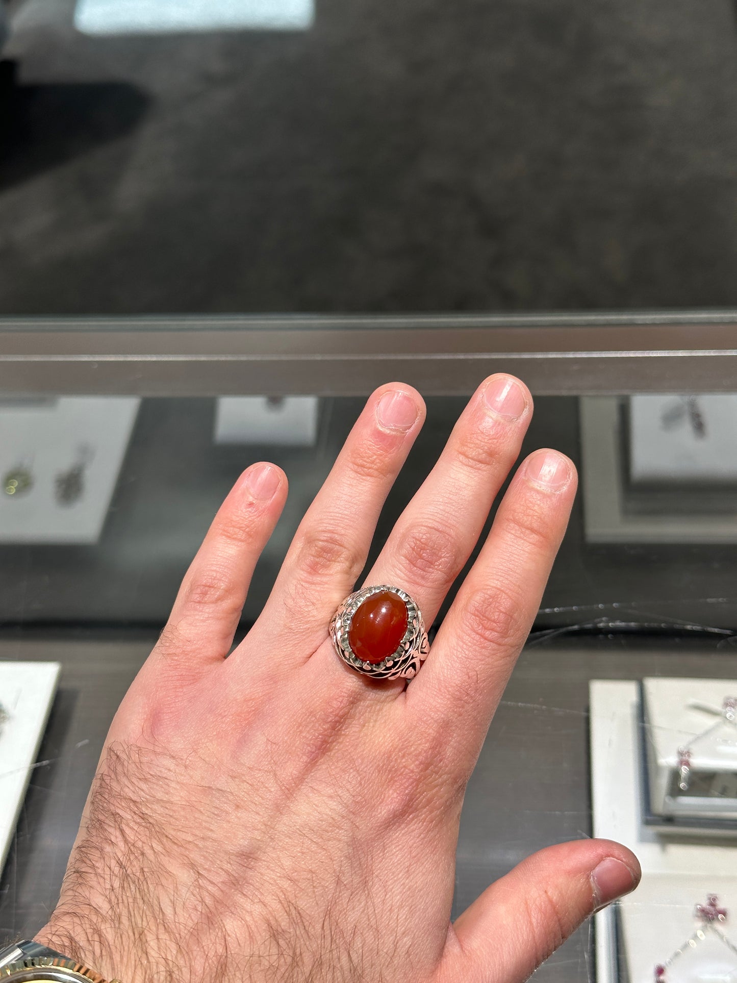 Yemen agate silver ring