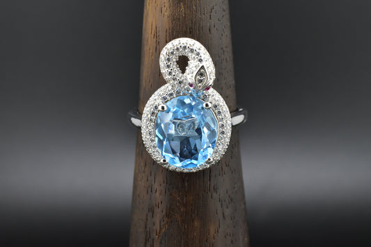 Blue-topaz Silver Ring
