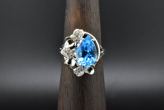 Blue-topaz Silver Ring