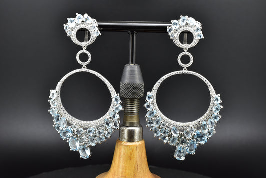 Aqua Silver Earrings