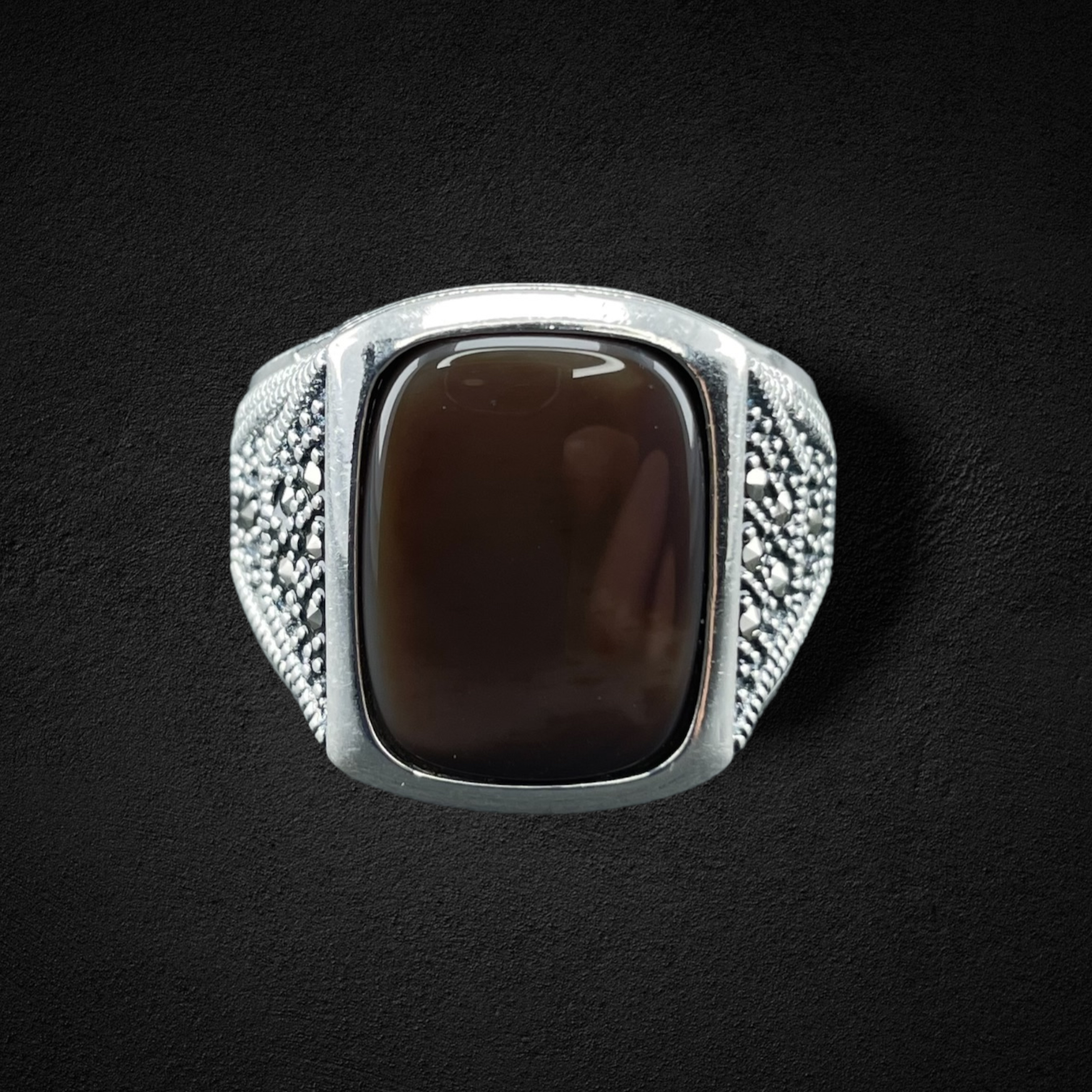 Silver agate ring