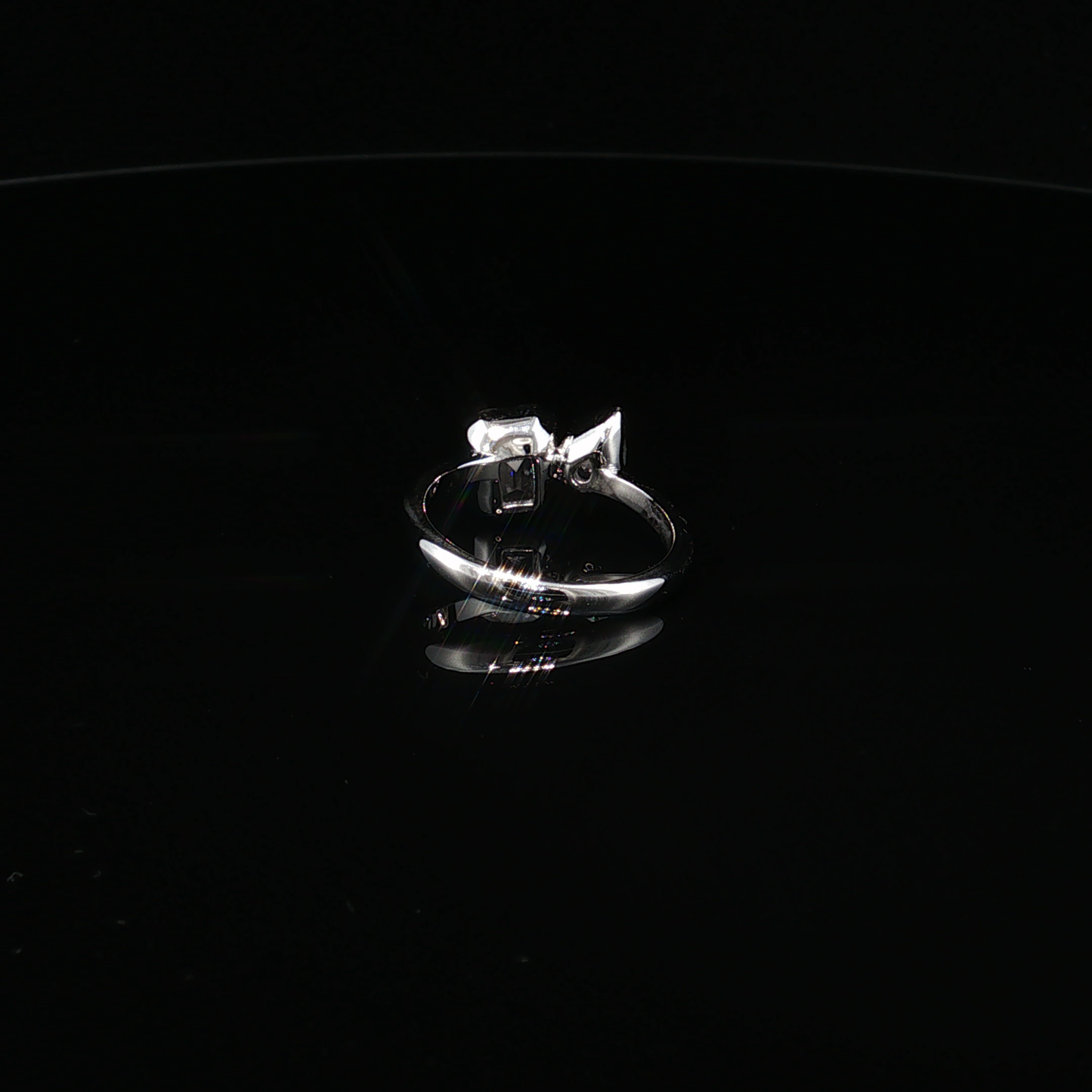 Emerald and Pear Cut Zirconium Toi et Moi Bypass Ring in Premium Sterling Silver