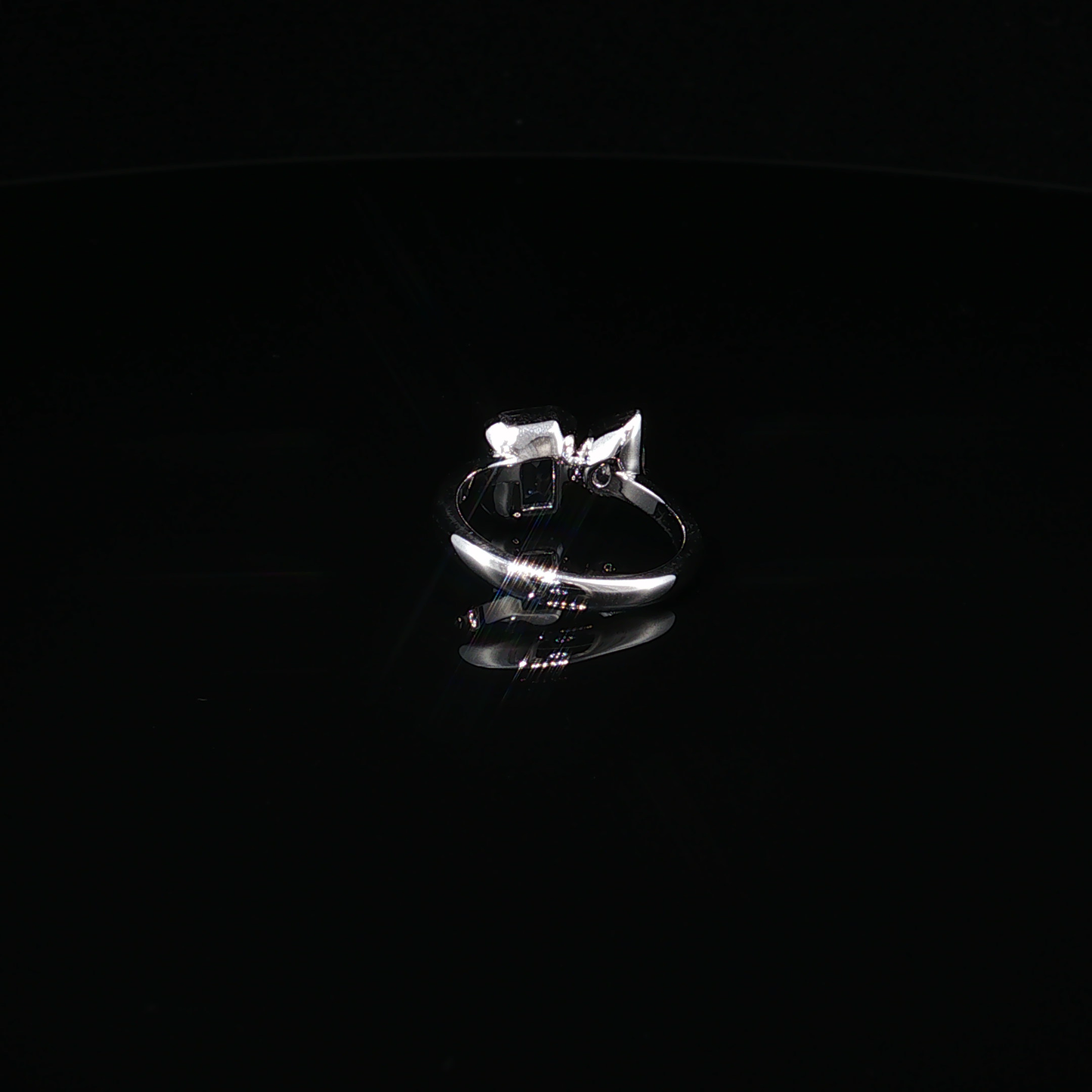 Premium Sterling Silver Toi et Moi Ring with Pear Zirconium and Emerald-Cut Aquamarine