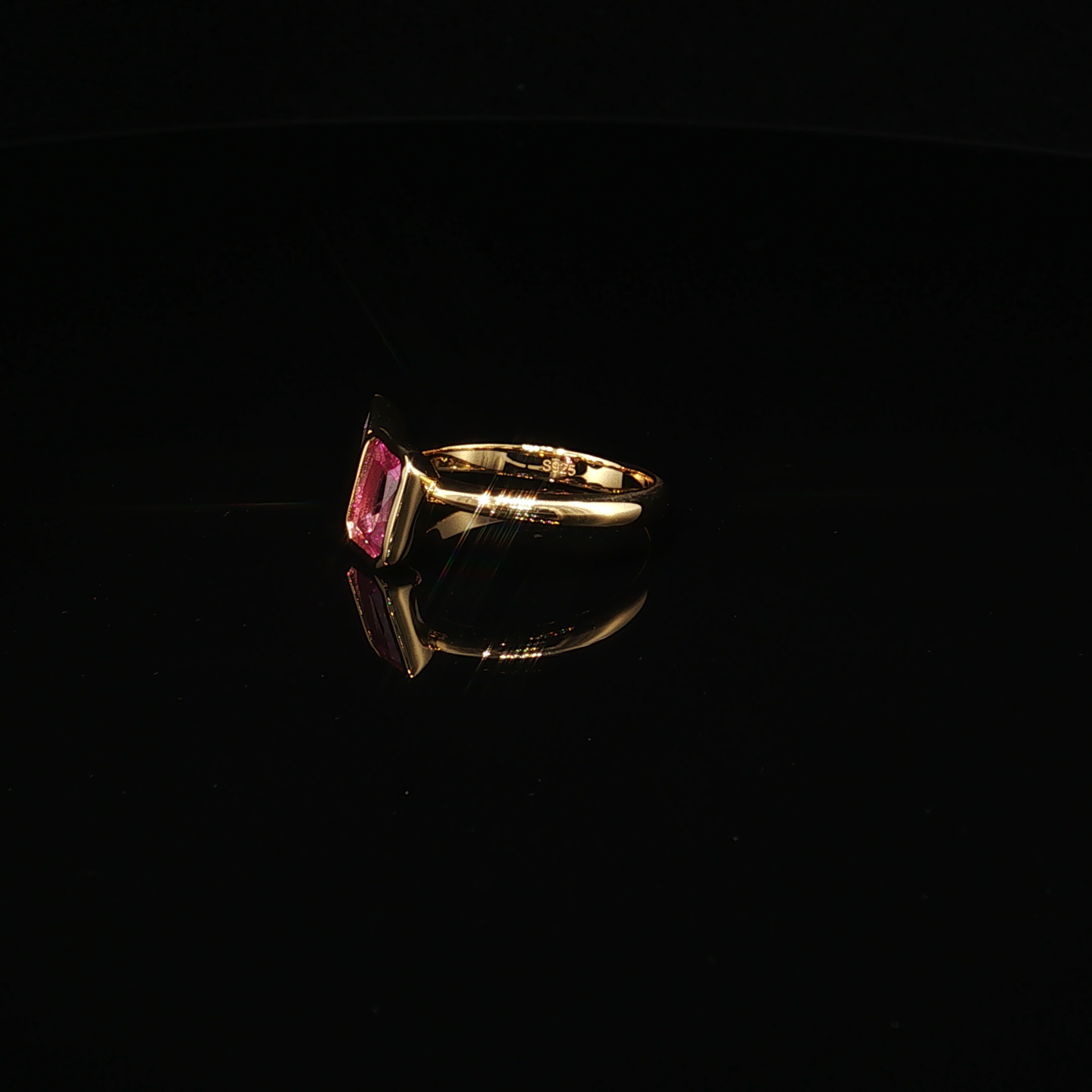 Emerald-Cut Tourmaline and Pear-Cut Zirconium Toi et Moi Ring