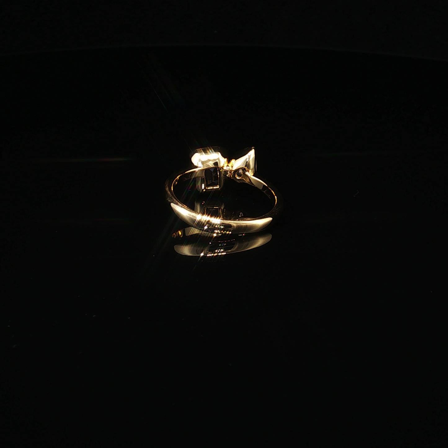 Aquamarine and Zirconium Yellow Gold Plated Premium Sterling Silver Toi et Moi Bypass Ring