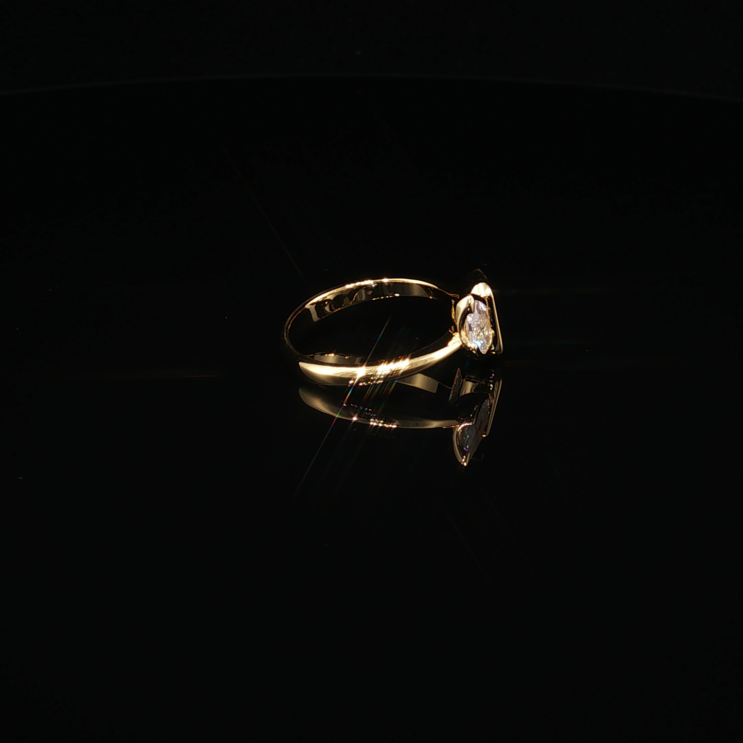 Aquamarine and Zirconium Yellow Gold Plated Premium Sterling Silver Toi et Moi Bypass Ring