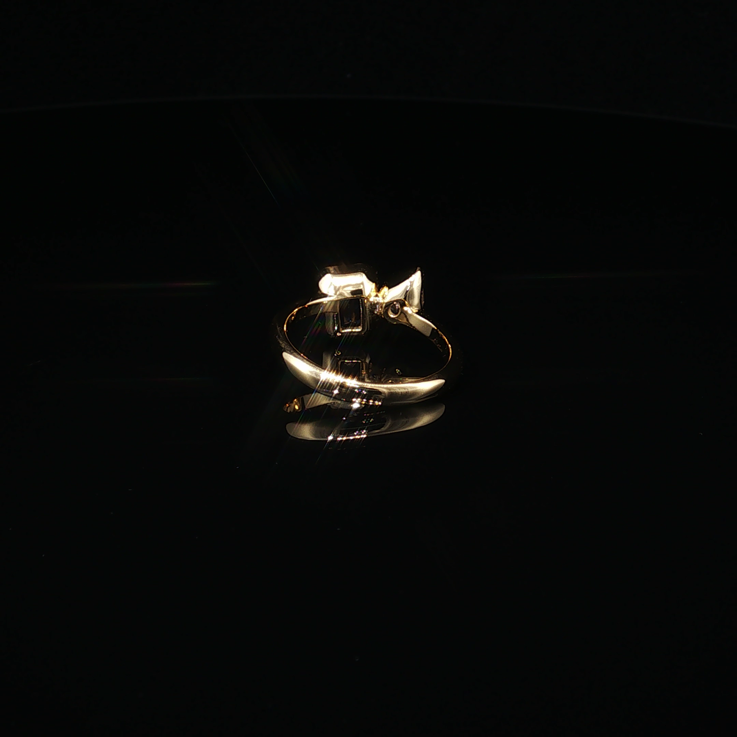 Emerald-Cut London Blue Topaz and Pear Zirconium Yellow Gold Plated Premium Sterling Silver Toi et Moi Ring