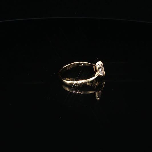 Yellow Gold Plated Silver 925 Toi et Moi Emerald and Pear Cut Zirconium Ring