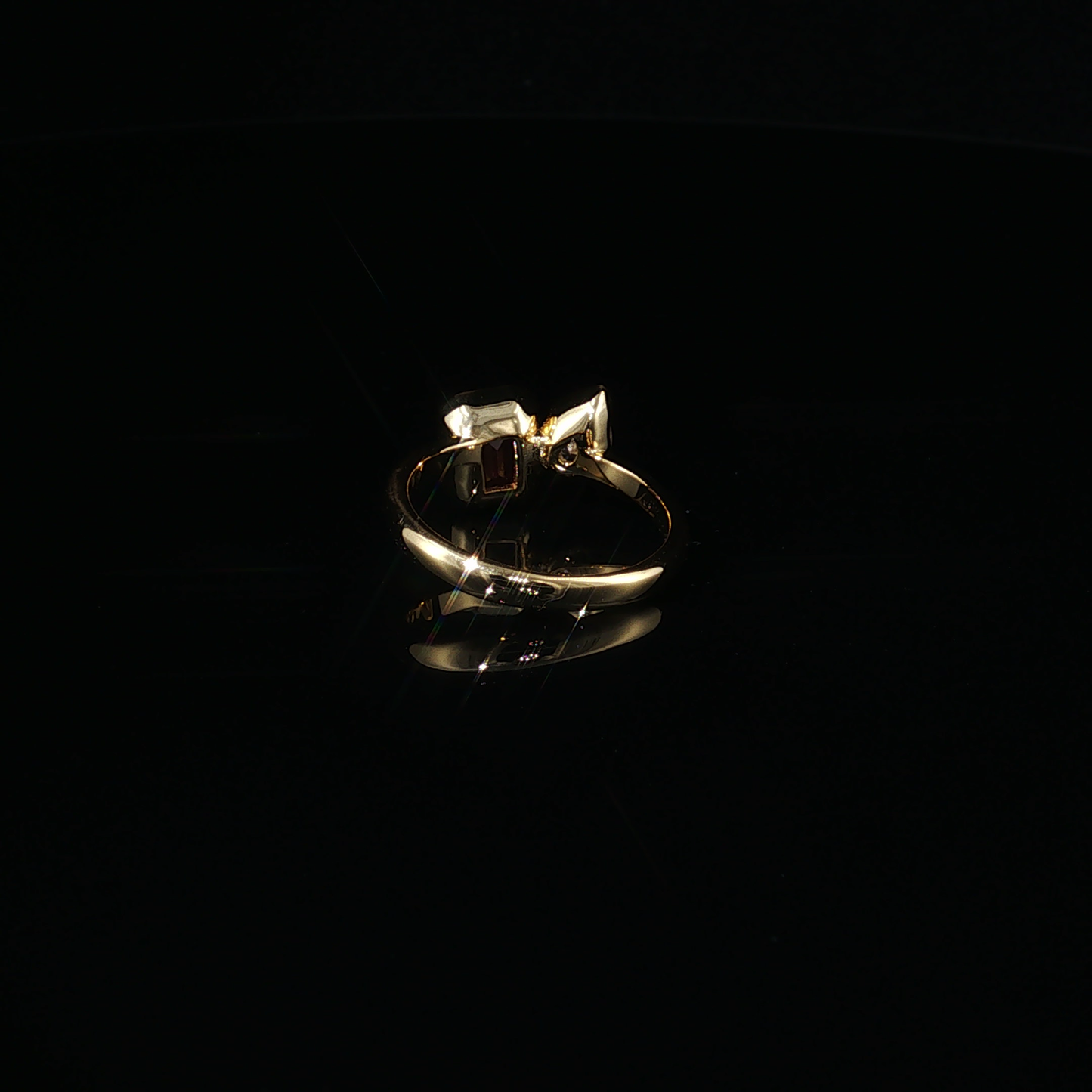 Emerald-Cut Ruby and Pear-Cut Zirconium Toi et Moi Ring in Yellow Gold Plated Premium Sterling Silver