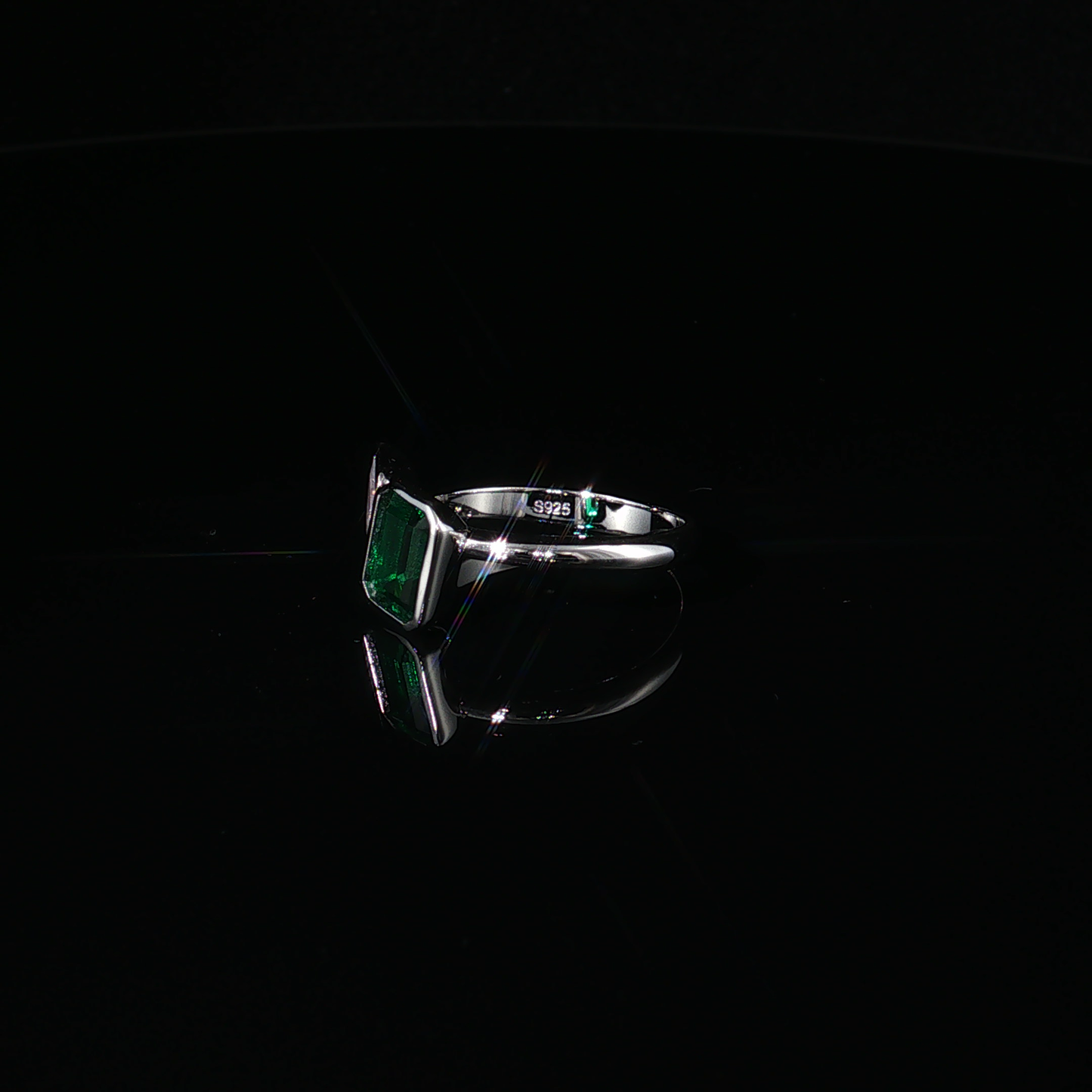 Emerald and Pear Diamond Bypass Ring in Premium Sterling Silver