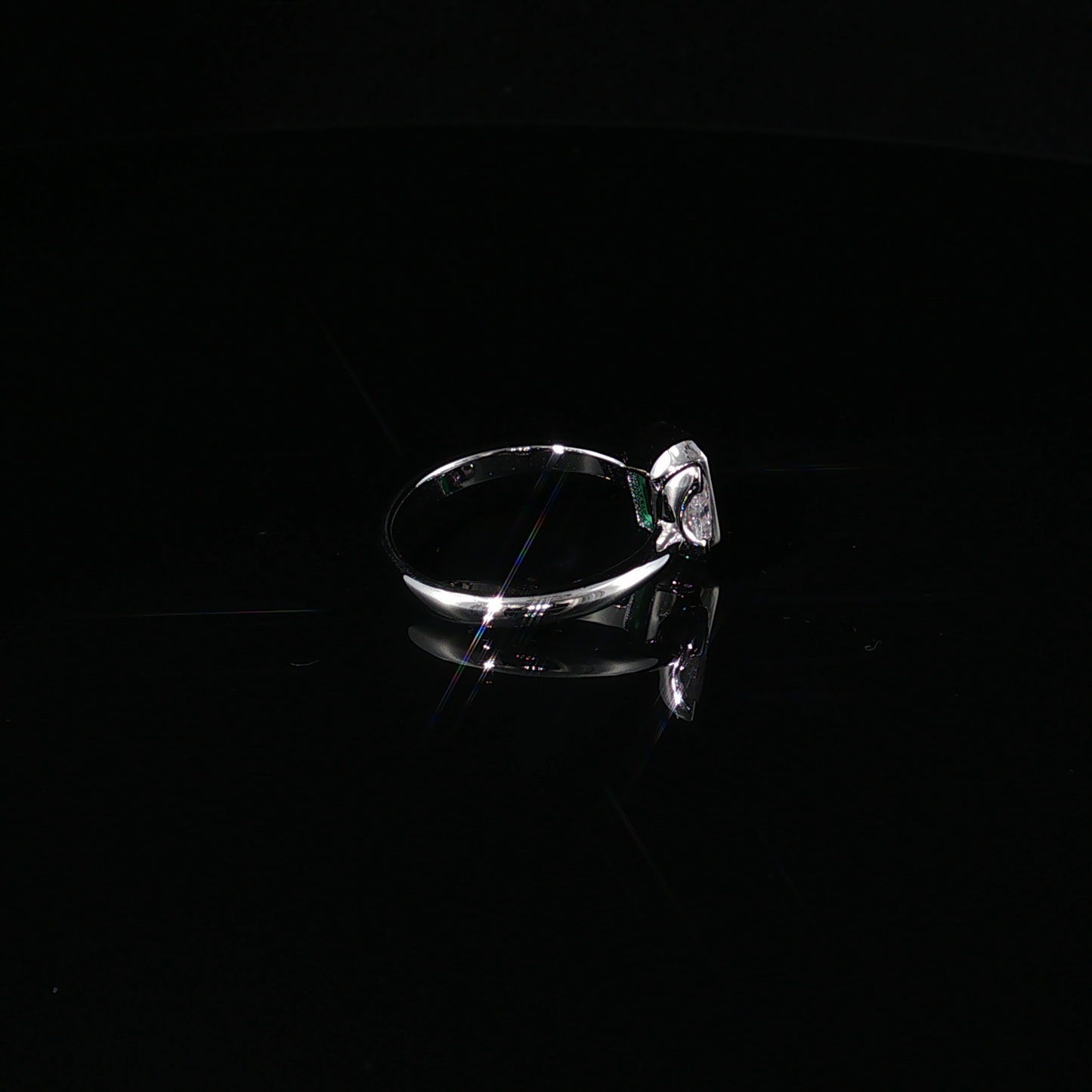 Emerald and Pear Diamond Bypass Ring in Premium Sterling Silver