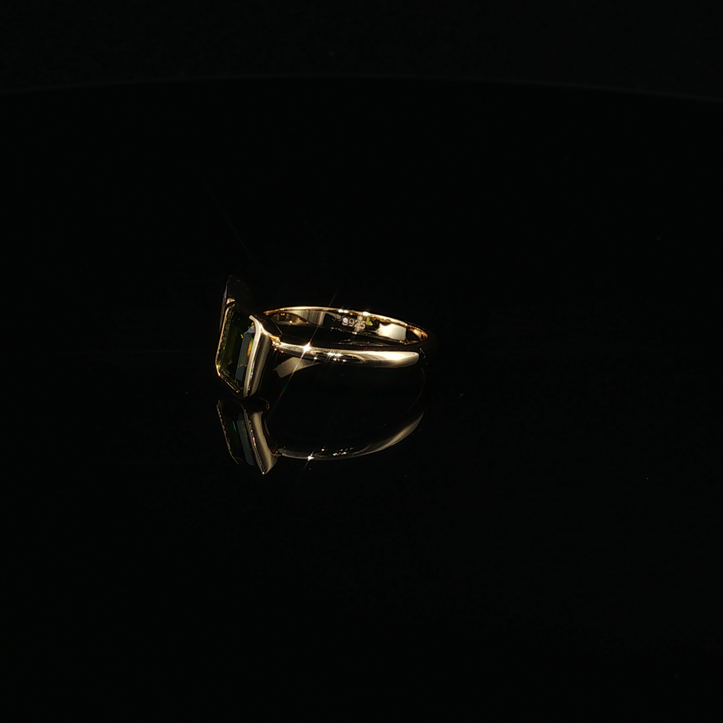 Bypass Duo Peridot and Pear Zirconium Cocktail Ring in Yellow Gold Plated Sterling Silver 925