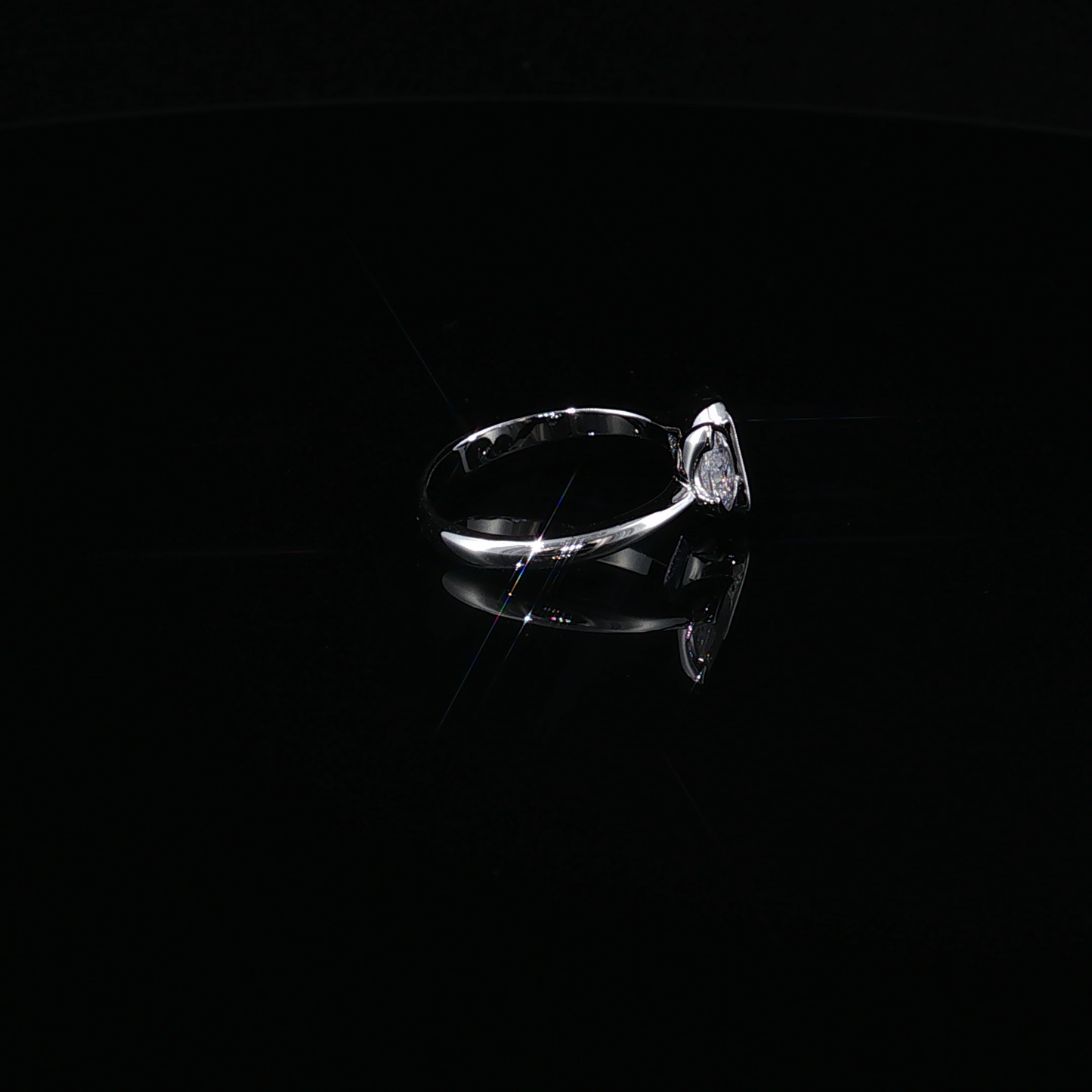 Emerald-Cut Royal Blue Sapphire and Pear-Cut Zirconium Bypass Ring in Sterling silver 925