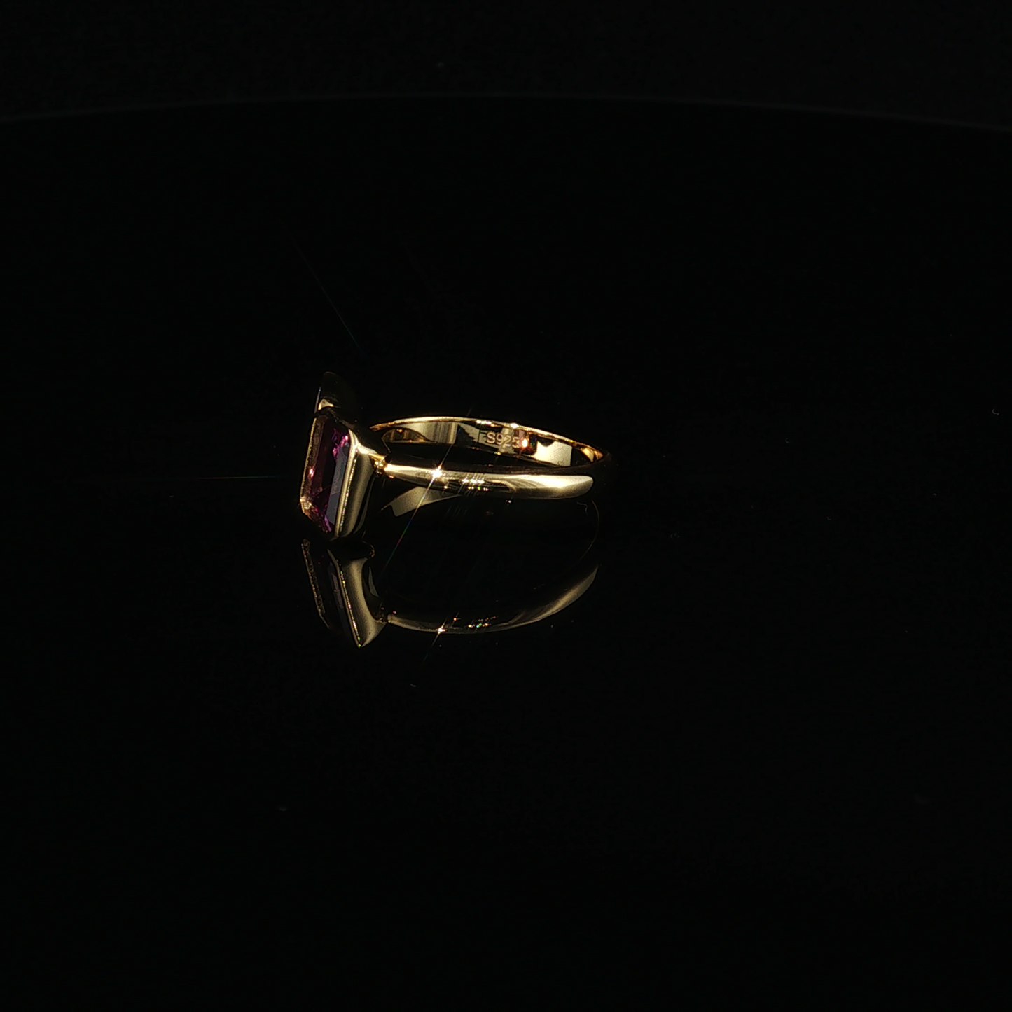 Yellow Gold Luxe Premium Sterling Silver  Toi et Moi Pear Zirconium and Emerald-Cut Precision Engineered Alexandrite Bezel Ring