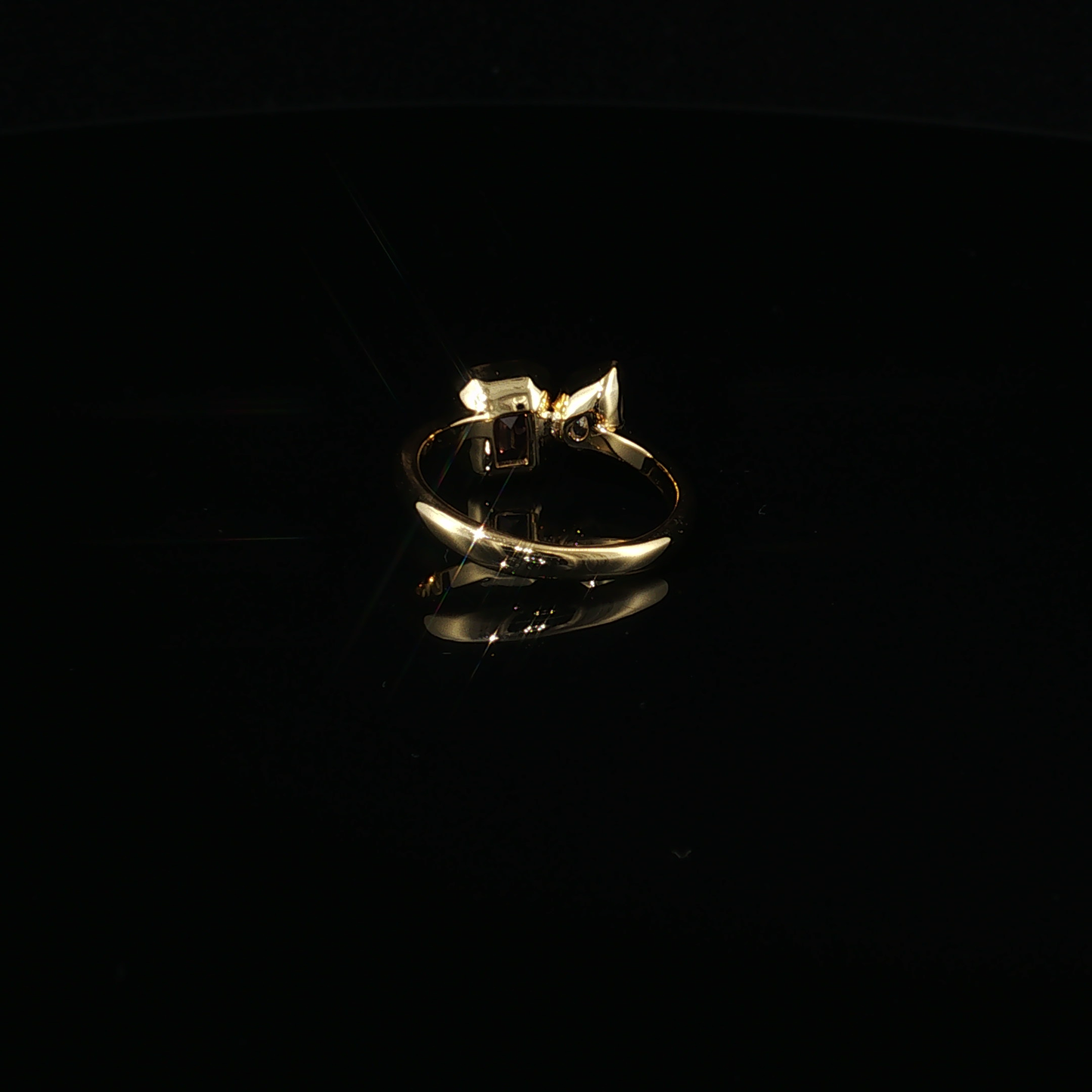 Yellow Gold Luxe Premium Sterling Silver  Toi et Moi Pear Zirconium and Emerald-Cut Precision Engineered Alexandrite Bezel Ring