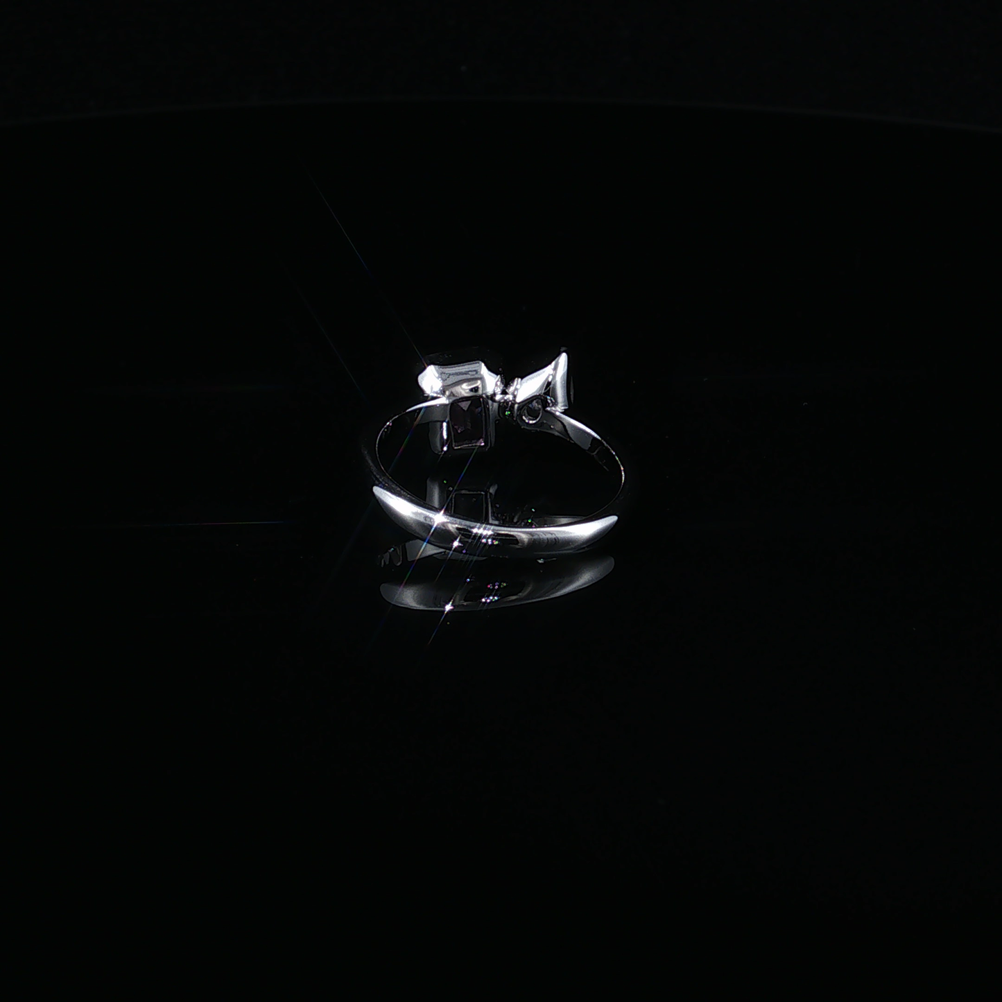 Premium Sterling Silver  Toi et Moi Ring with Emerald-Cut Alexandrite and Pear-Cut  White Zirconium