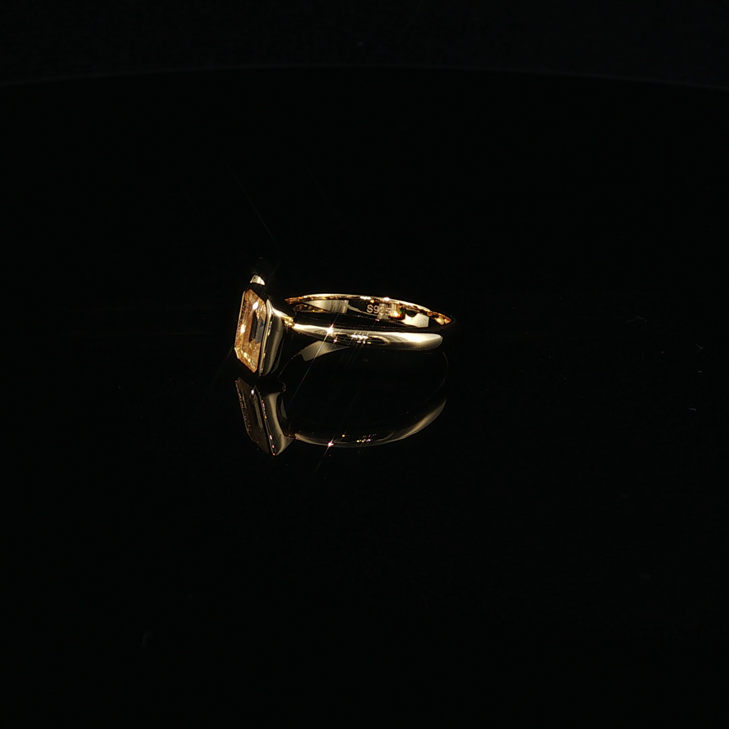 Yellow Gold Plated Silver 925 Toi et Moi Pear Zirconium and Emerald-Cut Citrine Ring