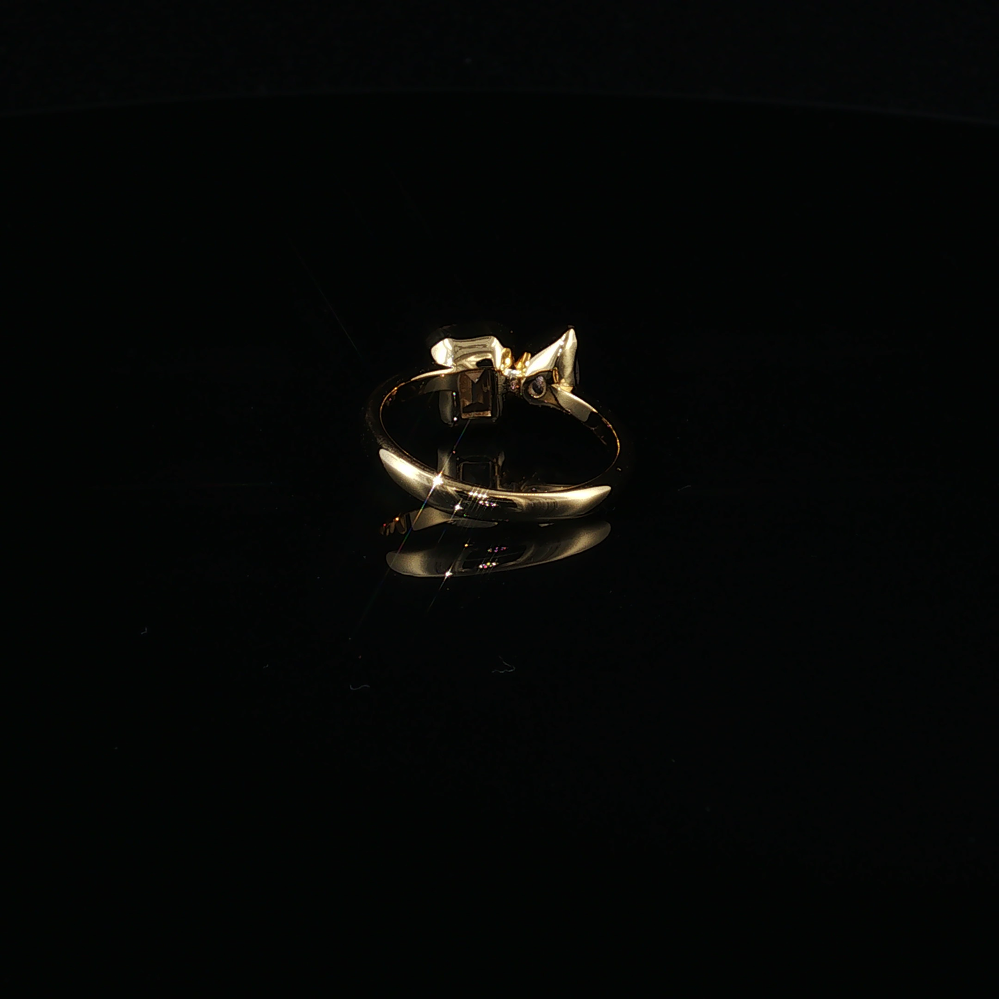 Yellow Gold Plated Silver 925 Toi et Moi Pear Zirconium and Emerald-Cut Citrine Ring