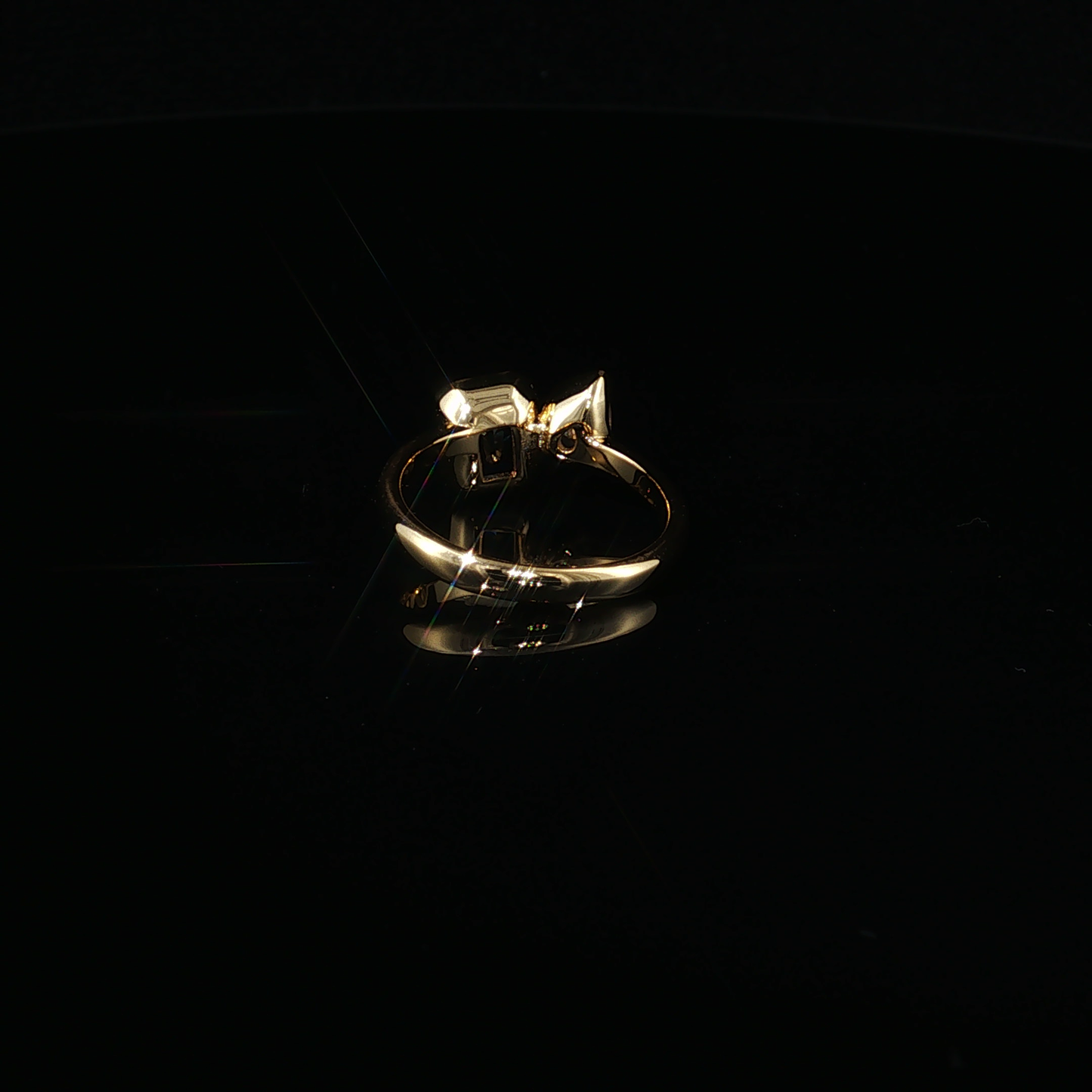 Emerald-Cut Blue Sapphire and Pear-Cut Zirconium Toi et Moi Ring in Luxe Yellow Gold Premium Sterling Silver