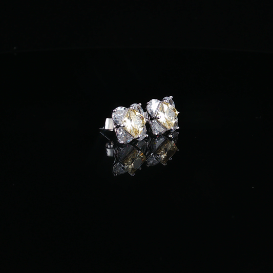 Yellow topaz and Heart Cut zircoinum Cluster Earrings