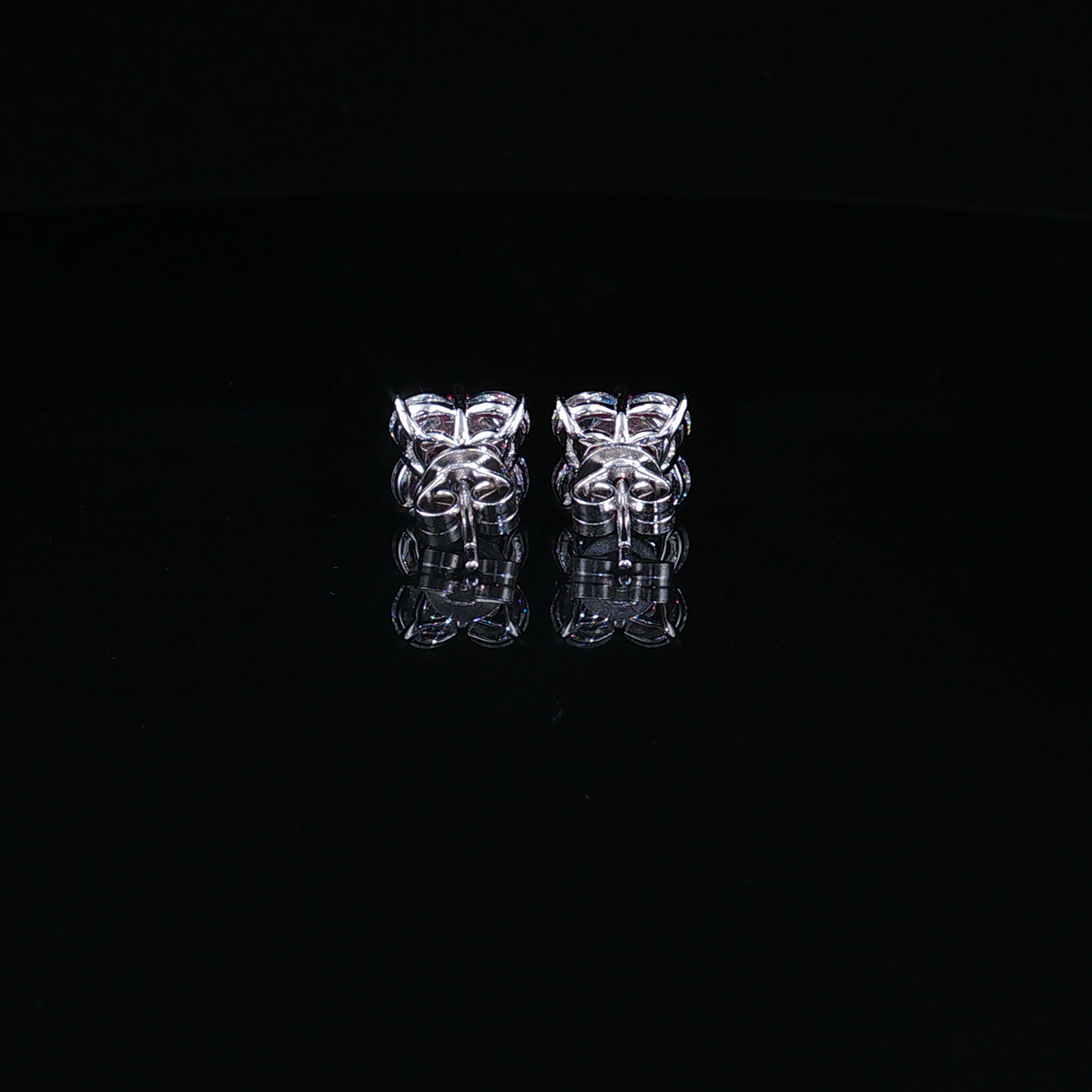 Square Alexandrite and Cubic Zirconia Cluster Stud Earrings in Premium Sterling Silver