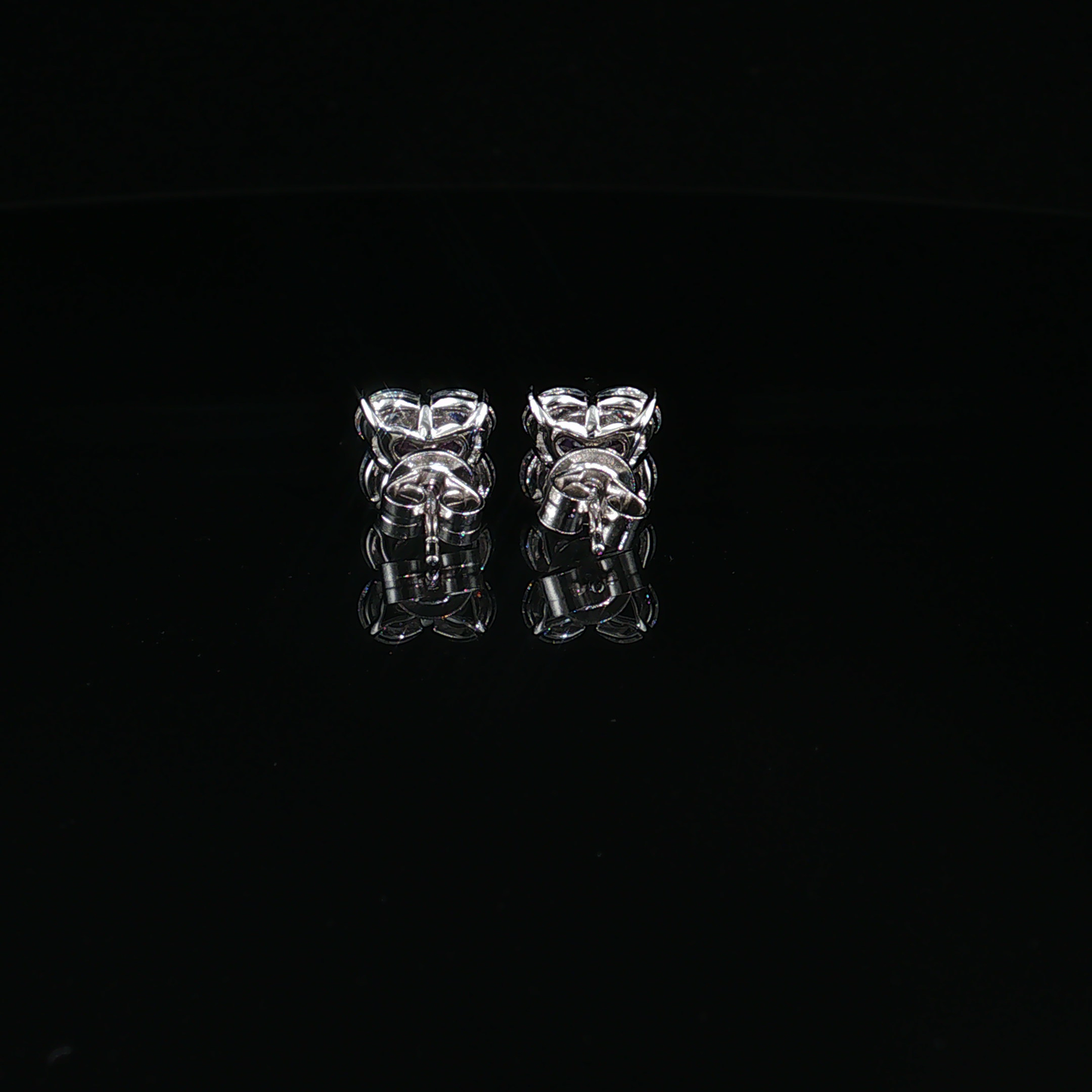 Square Amethyst and Cubic Zirconia Cluster Stud Earrings in Premium Sterling Silver