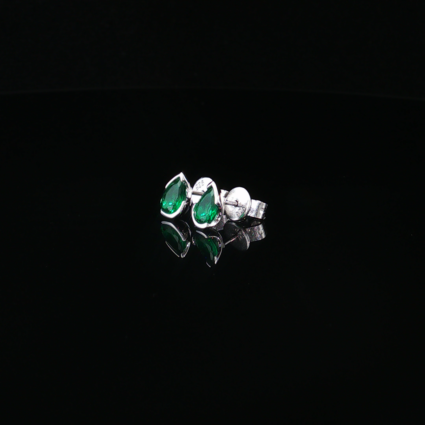 Pear-Cut Emerald Stud Earrings in Premium sterling silver