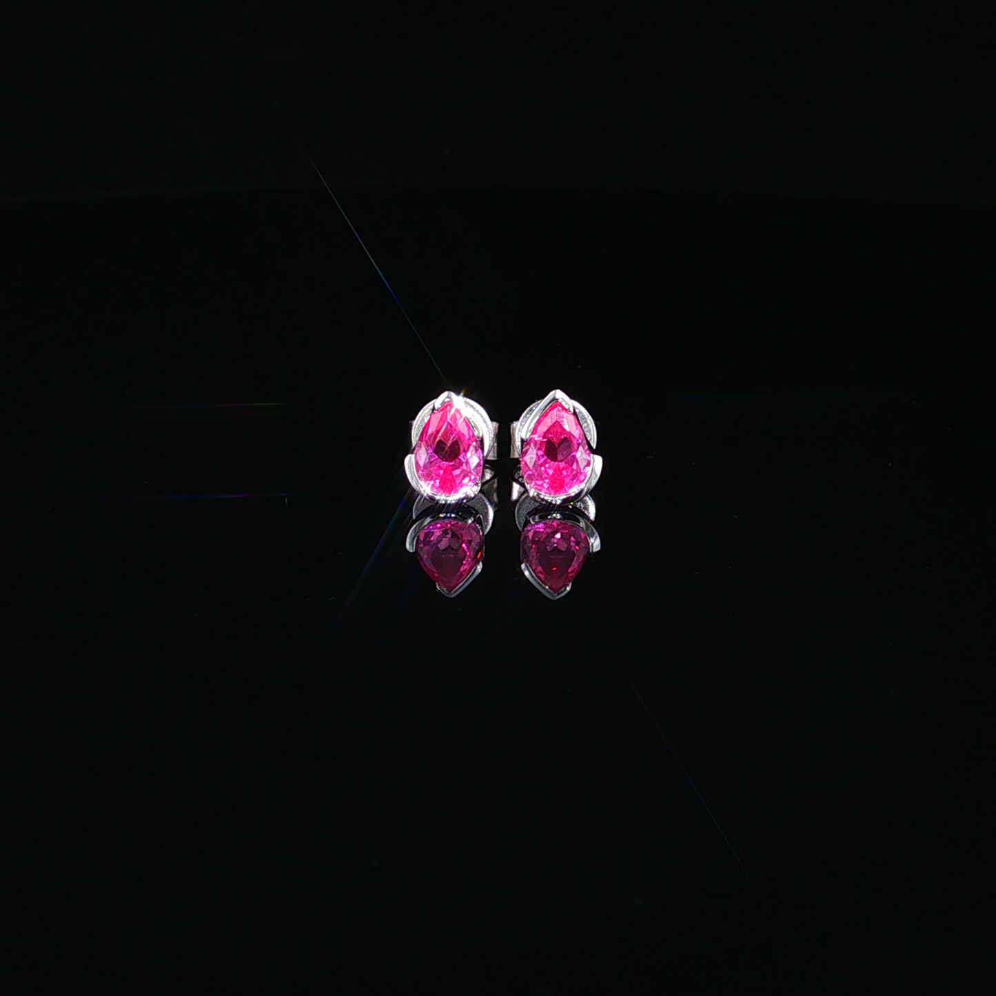 Pear-Cut Alexandrite Stud Earrings in Preimum Sterling Silver