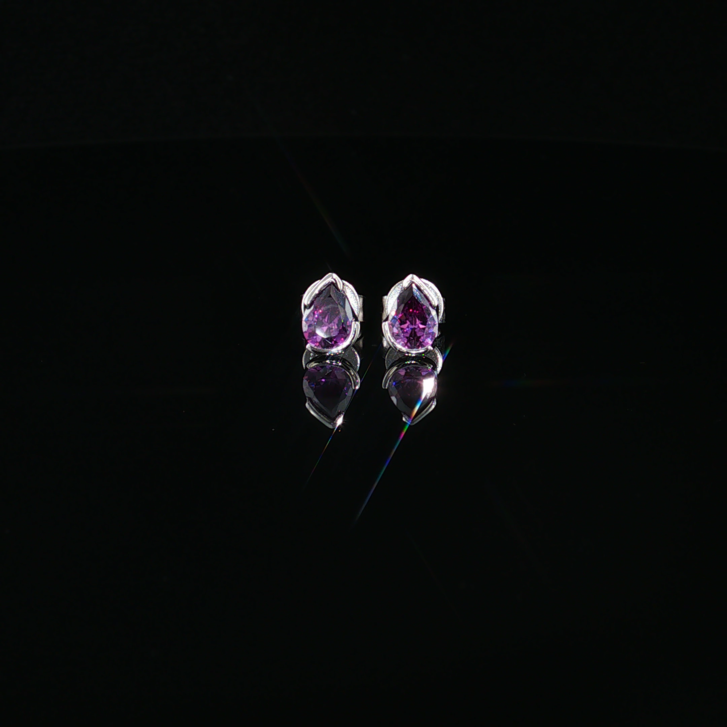 Pear-Shaped Amethyst Stud Earrings in Premium Sterling silver