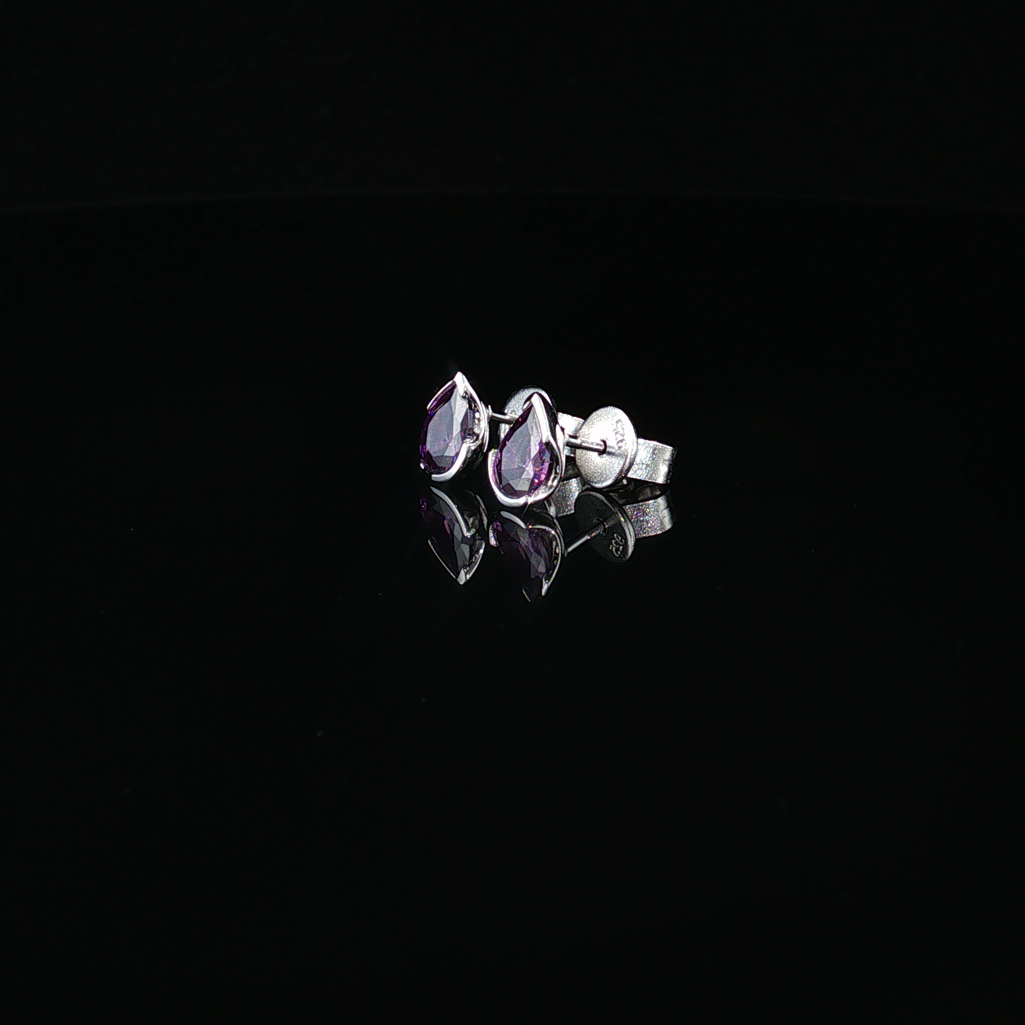 Pear-Shaped Amethyst Stud Earrings in Premium Sterling silver