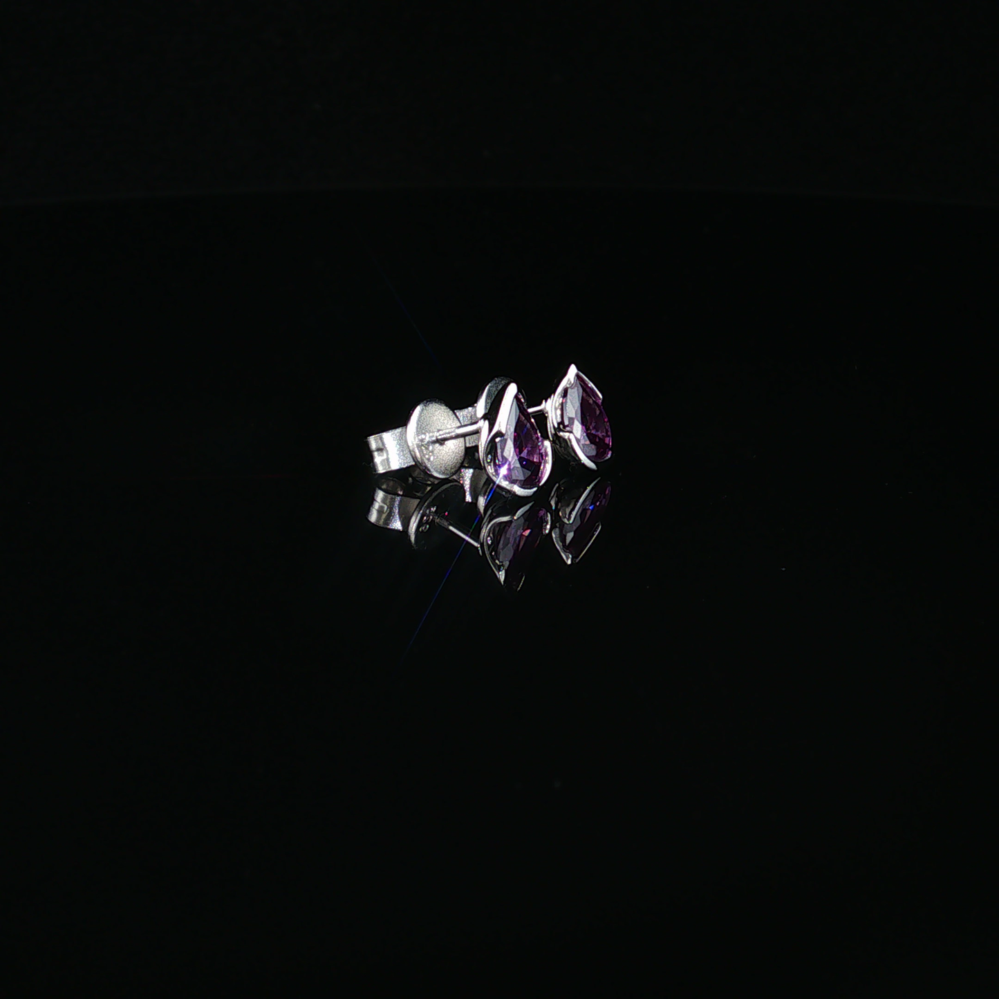 Pear-Shaped Amethyst Stud Earrings in Premium Sterling silver