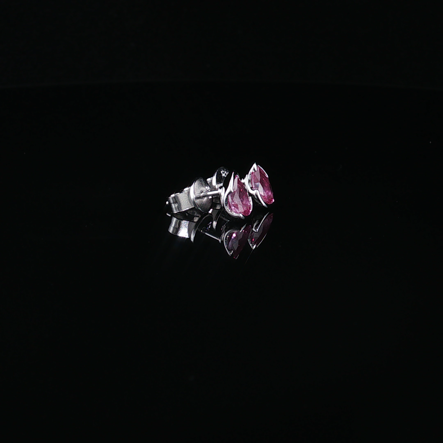 Pear-Cut Pink Tourmaline Stud Earrings in premium sterling silver