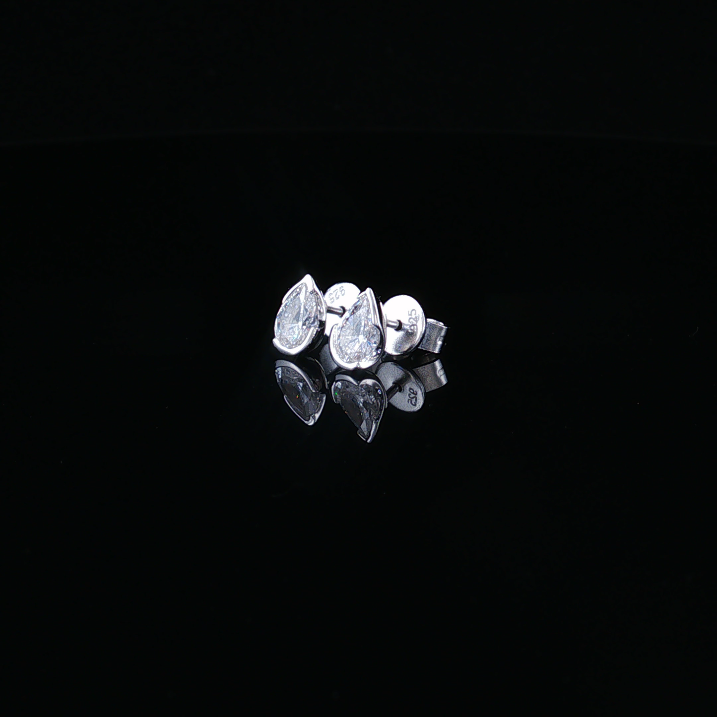 Premium sterling silver Pear-Cut Zirconia Stud Earrings